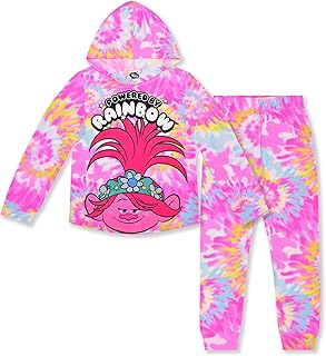DreamWorks Trolls World Tour Poppy Girls’ Hoodie and Jogger Set for Toddler and Little Kids – Multicolor