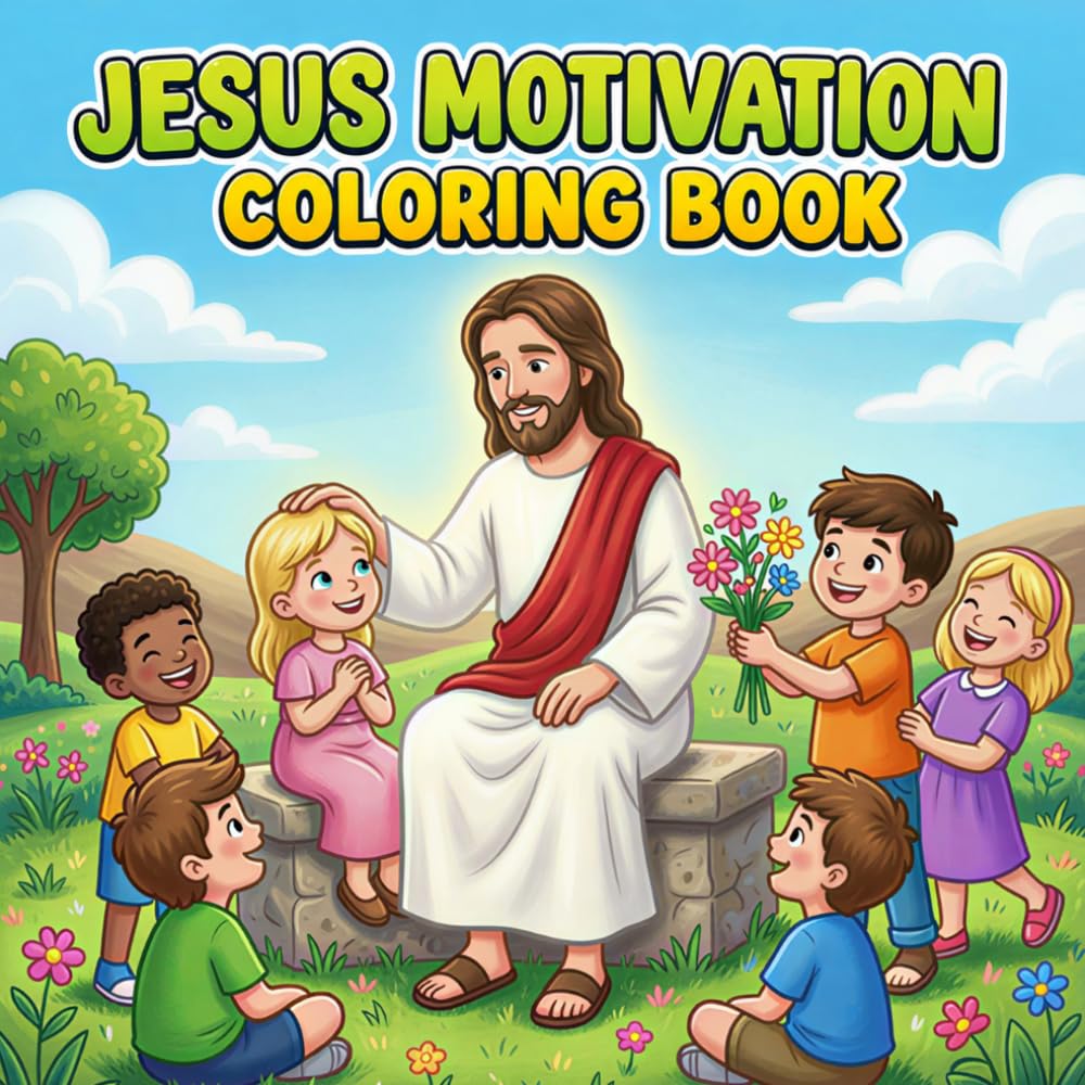 Jesus Motivation Coloring Book: Inspiring Christian Coloring Pages for Kids with Bible Verse Quotes, Faith, Hope, Kindness, and Sunday School Activities