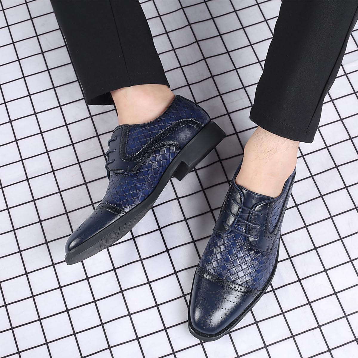 Scarpe Eleganti Punta Affusolata Uomo Scarpe Formale con Lacci Leggere Classiche per Business, Matrimonio E Cerimonia