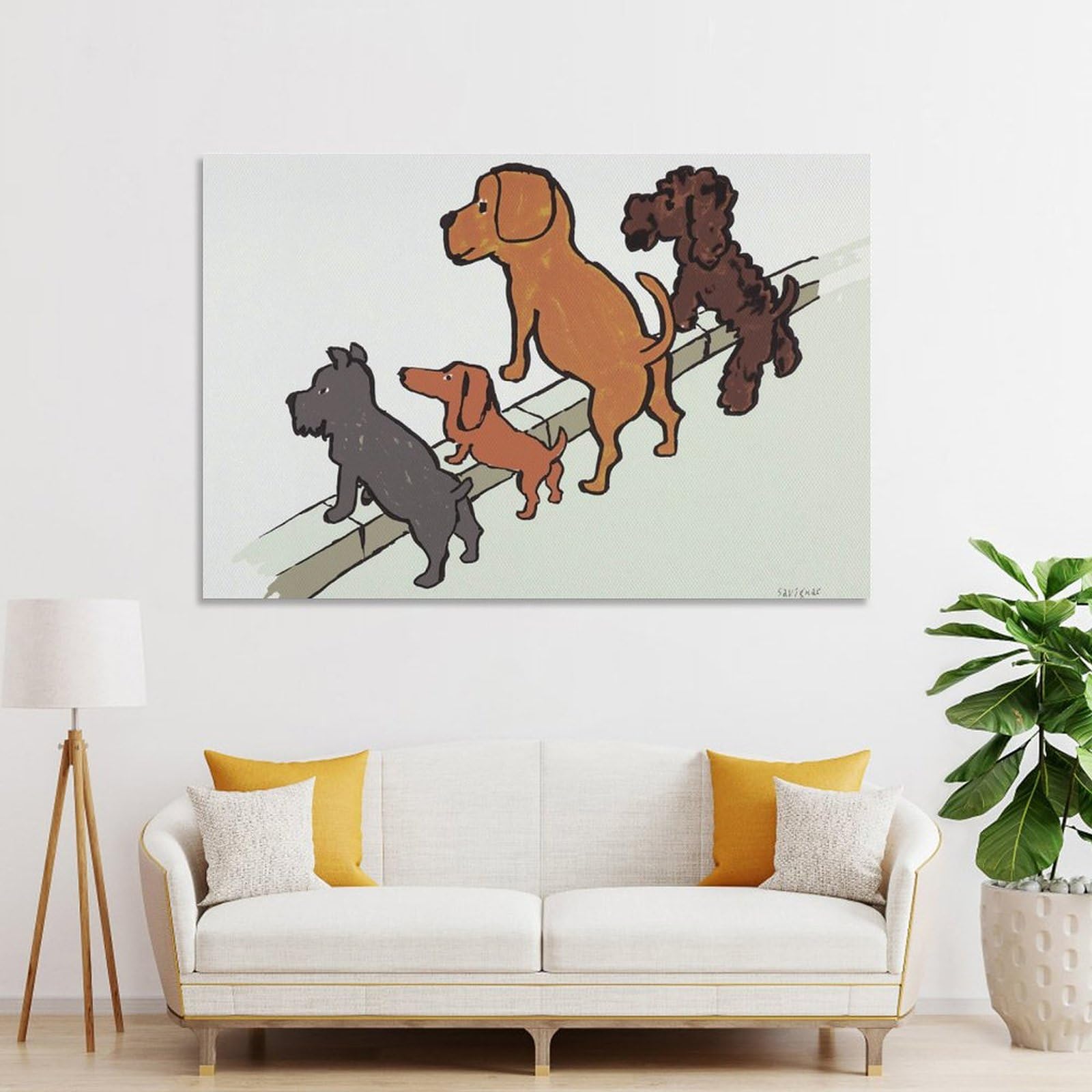 Amazon.co.jp: レイモン・サヴィニャック 4匹の犬 絵画 インテリア