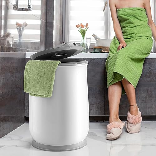 Miniatura 8 de Tangkula Cubo calentador de toallas para baño, barril calentador de toallas con tapa abatible de 21 litros con bloqueo de seguridad, apagado