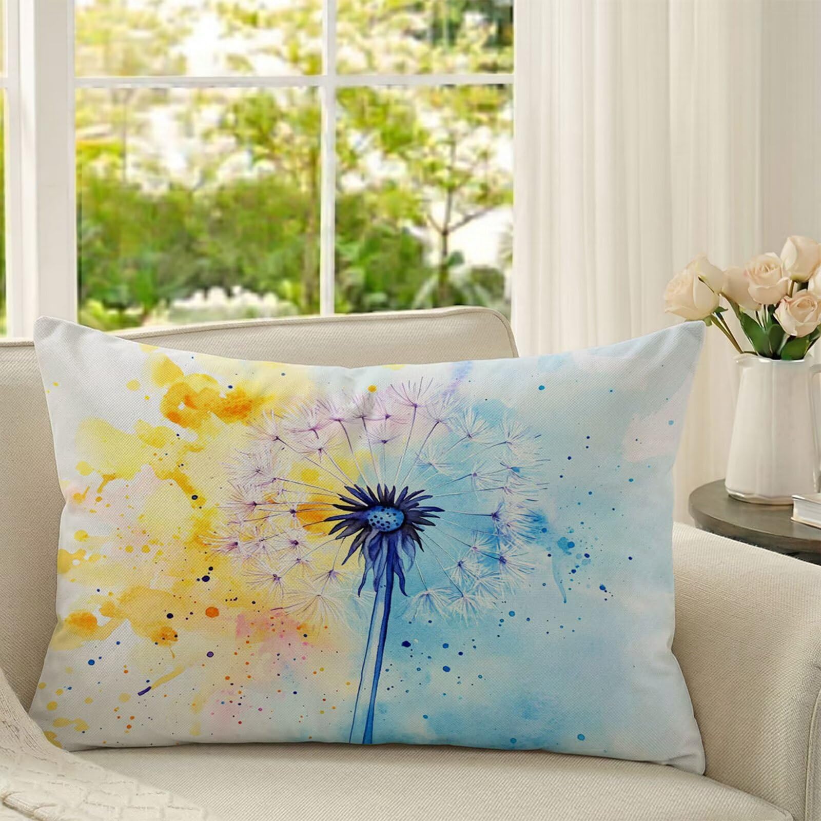 Housse de coussin velours 60x80 lavable avec impression double face plantes