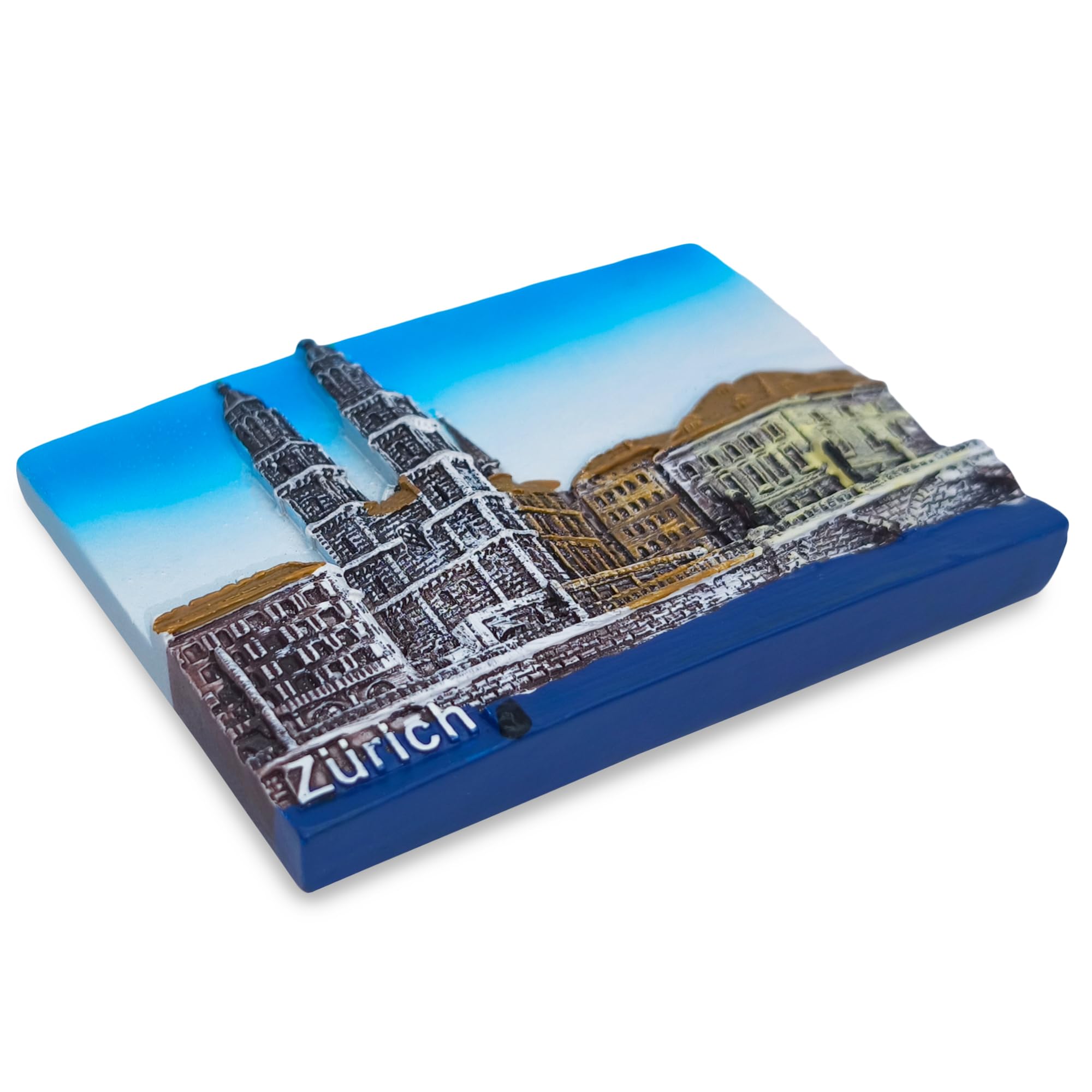 Zurich Switzerland Fridge Magnet – Grossmünster Landmark Souvenir Magnet – 3D Travel Refrigerator Magnet – Zurich City Skyline Swiss Travel Collectible