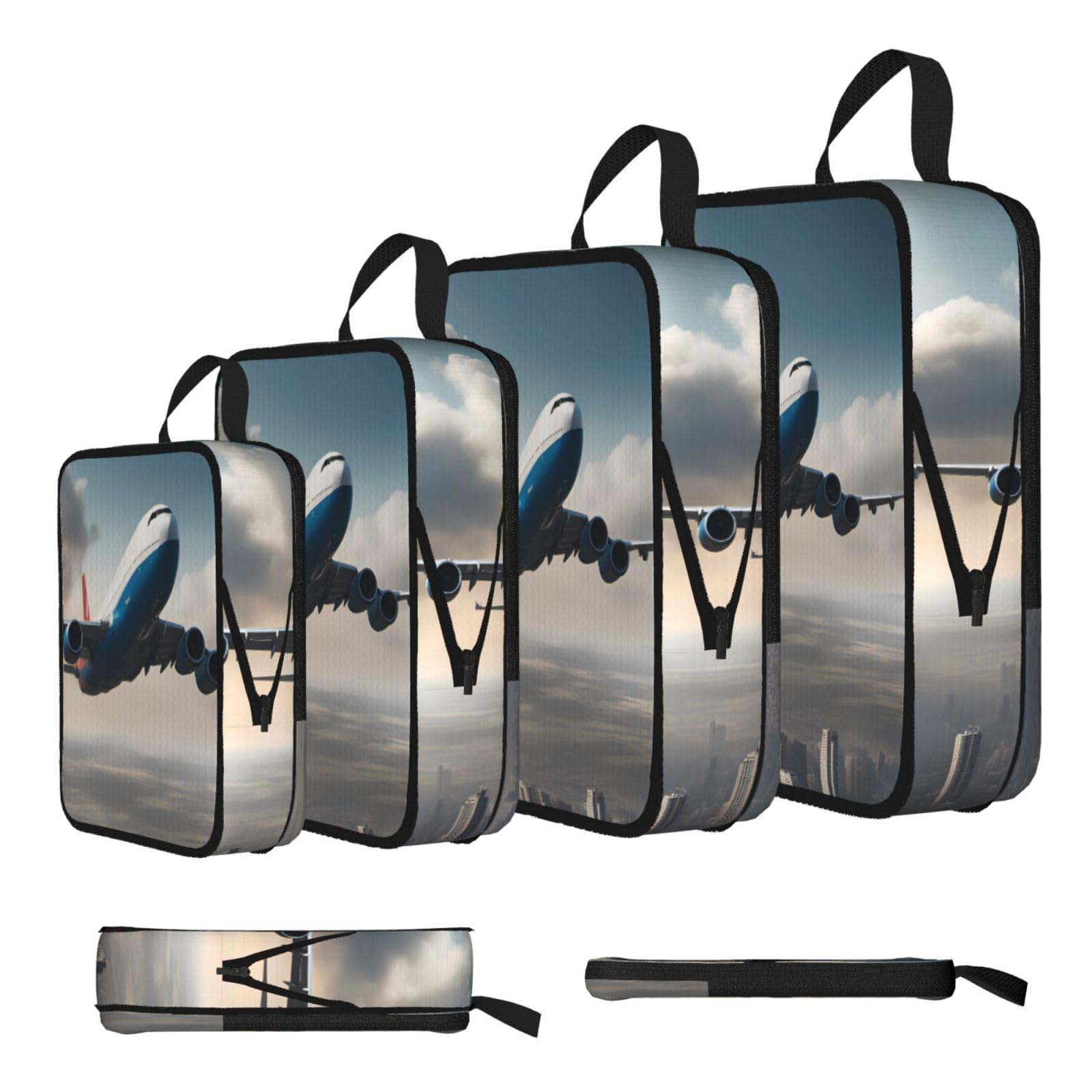 Sxzvvbn Black High Altitude Airplane Compression Packing Cubes 4 Piece Set