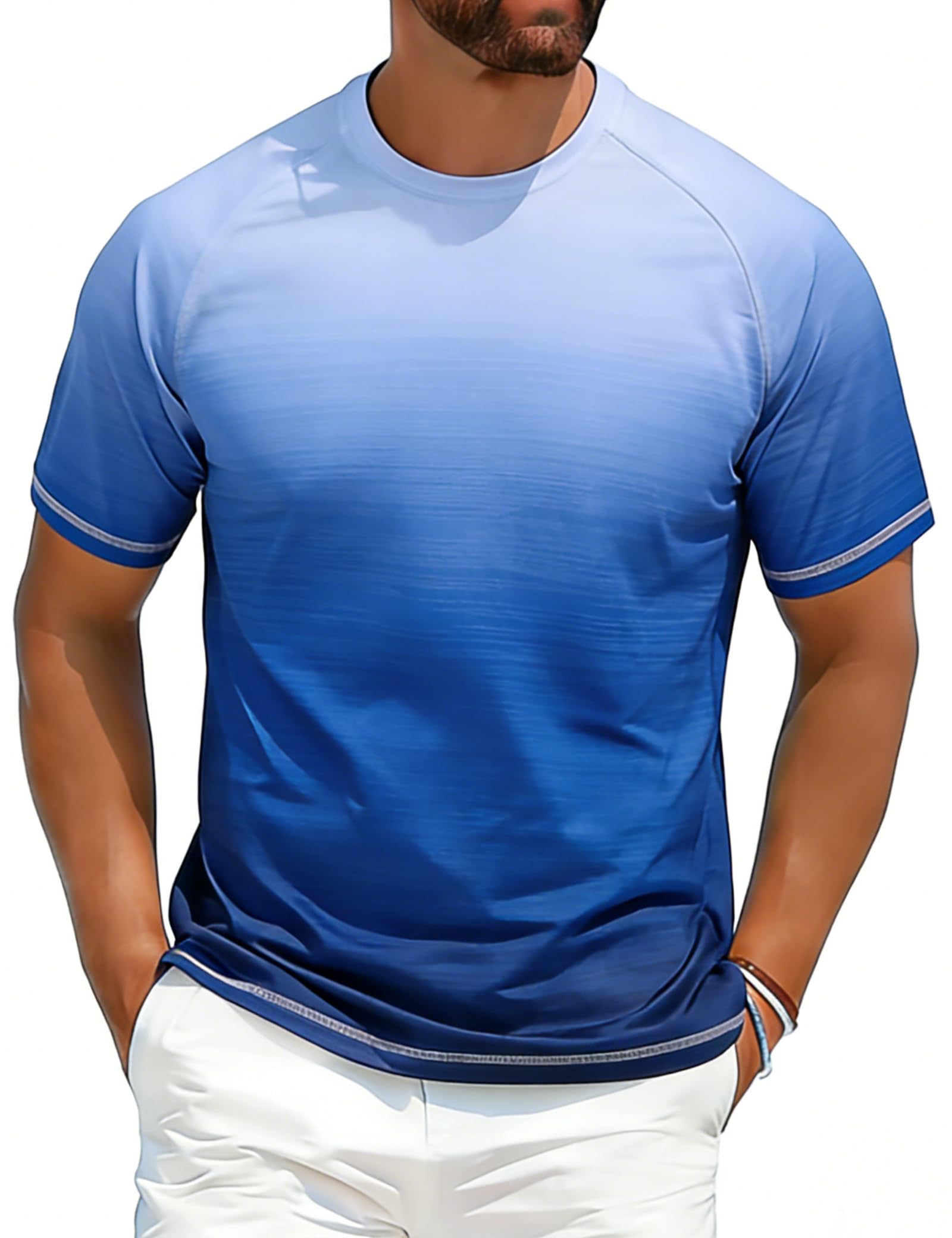ELETOP Men's Swim Shirts UPF 50+ Short Sleeve Rash Guard Sun Shirts for Beach Fishing