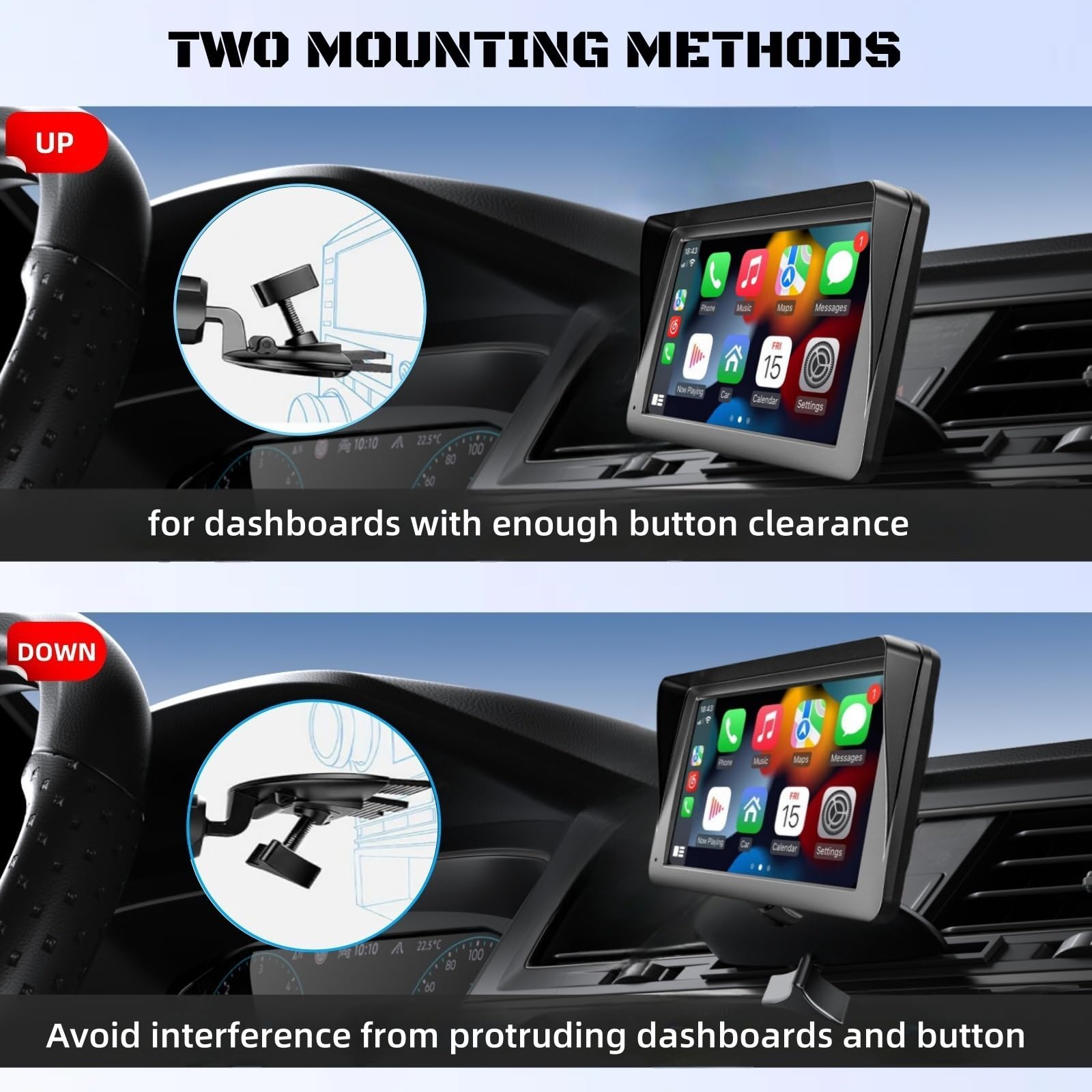 CD Slot 17mm Palla Adattatore per GPS Auto Schermo Carplay, 4 Pulsanti di Blocco Compatibile con Auto Stereo GPS Telefoni Cellulari