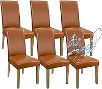 Vista 20 de Fundas de Silla de Cuero para Sillas de Comedor, Juego de 4, Fundas Super Elásticas Impermeables para Sillas de Cocina, Fundas de Silla de Comedor