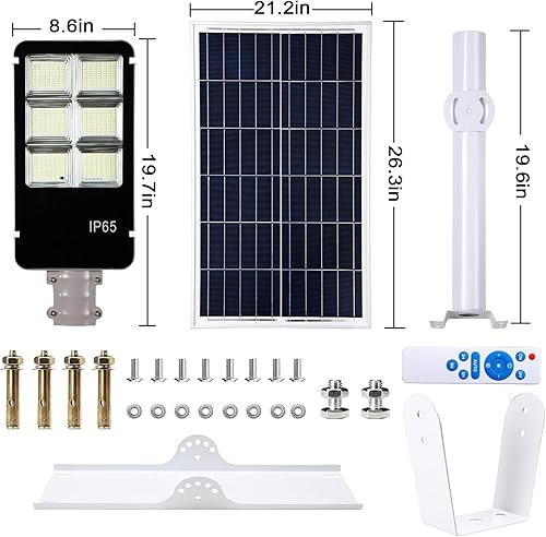 Miniatura 7 de Luces solares de calle de 2200 W para exteriores luz de estacionamiento comercial de 6500 K del atardecer al amanecer iluminación de calle LED súper
