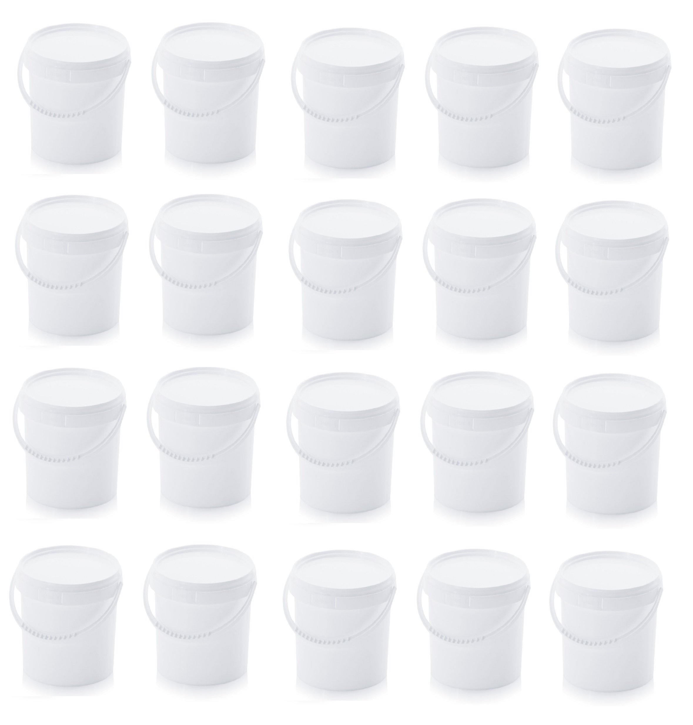 100x Eimer 1,0l mit Deckel * lebensmittelecht * 1 Liter * weiß * Kunststoffeimer * mit Kunststoffbügel 1,18l, 100er Set