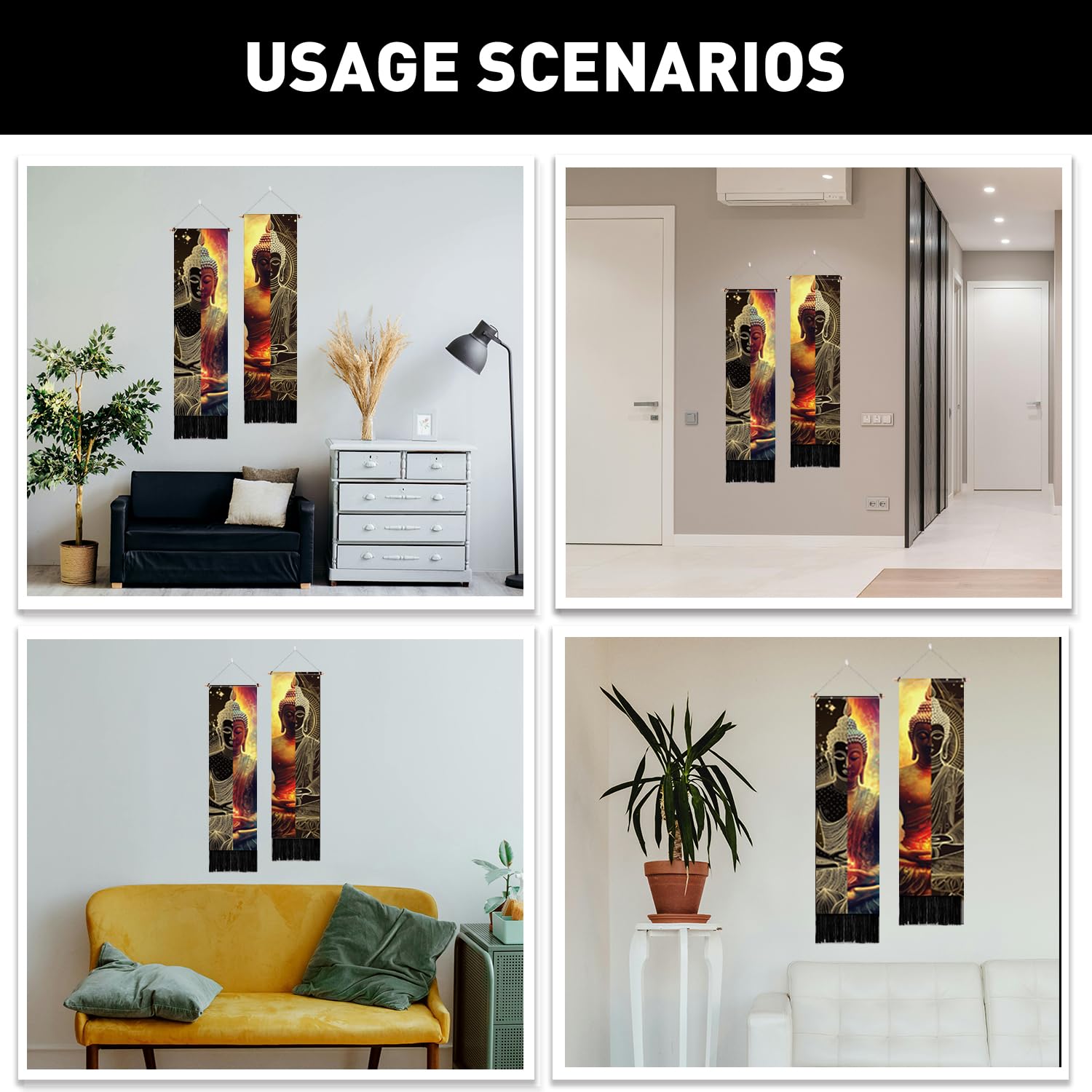 PLIGREAT 2 Paquetes De Tapiz Vertical Con Flores De Sol Y Luna, Escena