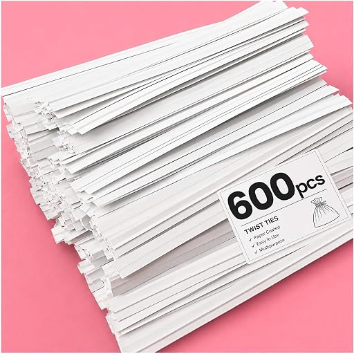 Easytle 600 Pcs 5" White Paper Twist Ties Bread Ties White Twist Ties Twisty-Ties Bag Ties Twist Ties for Bags Bread Wire Ties Twist Tie for Party Cello Candy Bread Coffee Bags Cake Pops