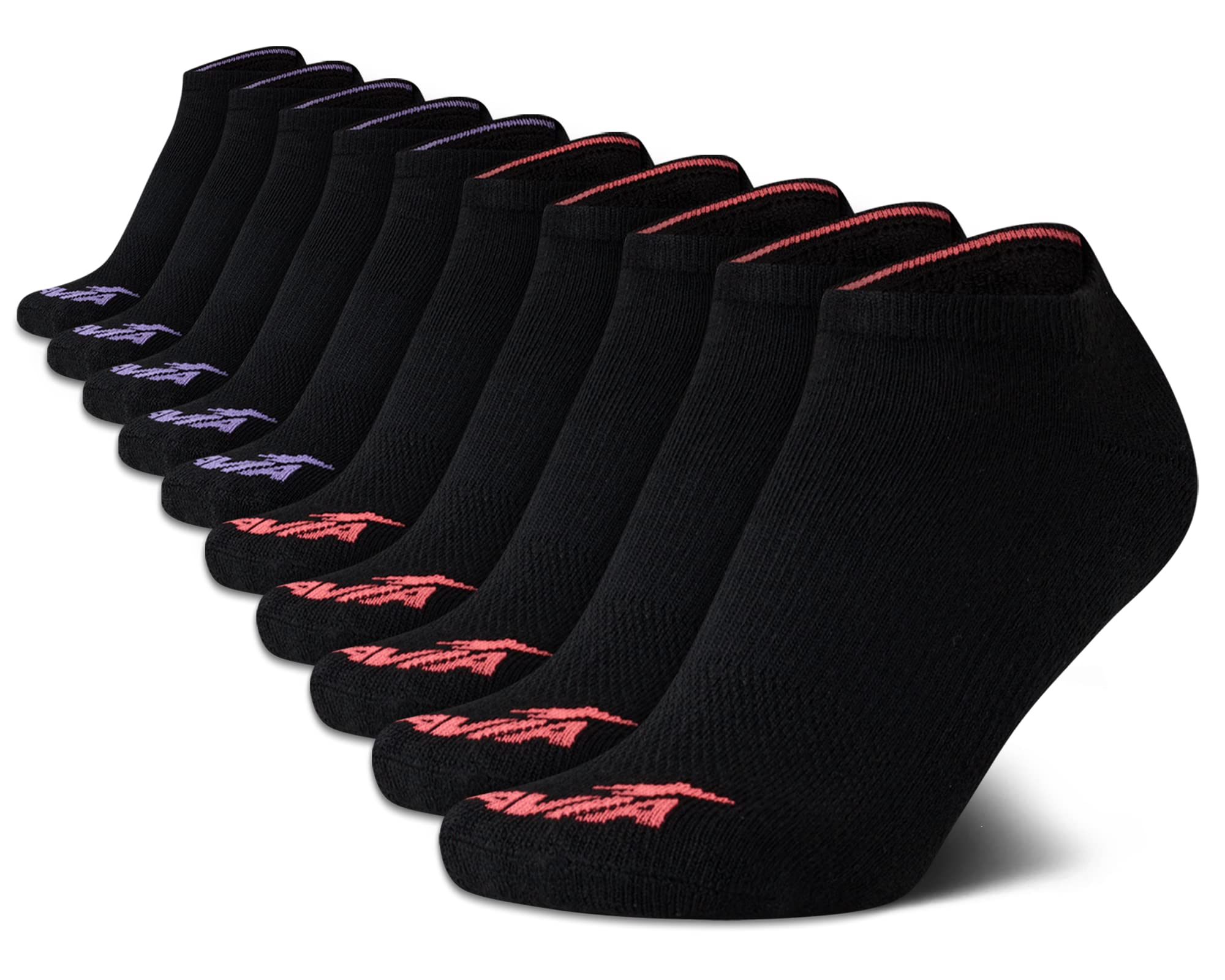 Avia Women's Athletic Low Cut Socks - 10 Pack Performance Stretch Cushioned Ankle Socks for Running and Workout (4-12)
