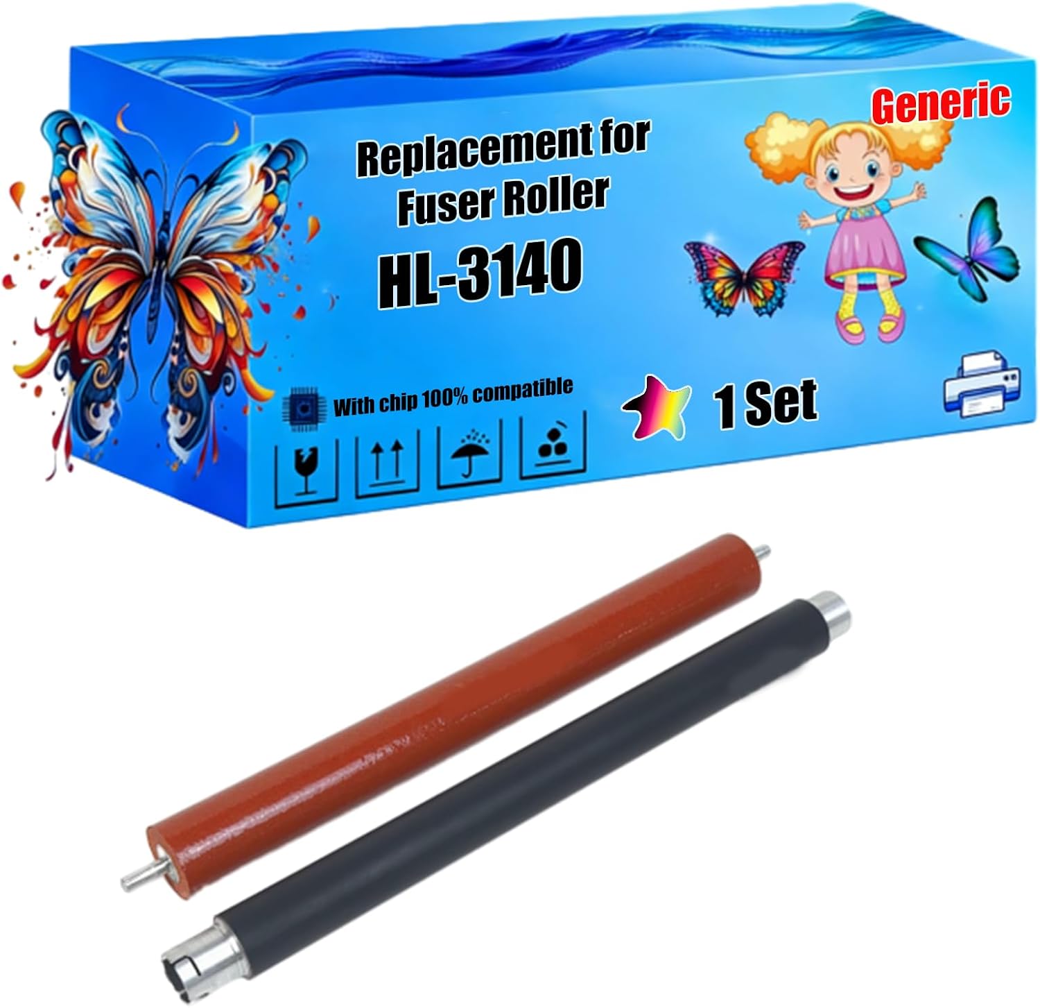 Compatible for Brother HL-3140 Fuser Roller Work for Brother HL 3140 3150 3170 DCP 9020 MFC 9130 9140 9330 9340 Printers, with Chip, High Yield 5000 Pages, High-Definition Printing (1 Set)