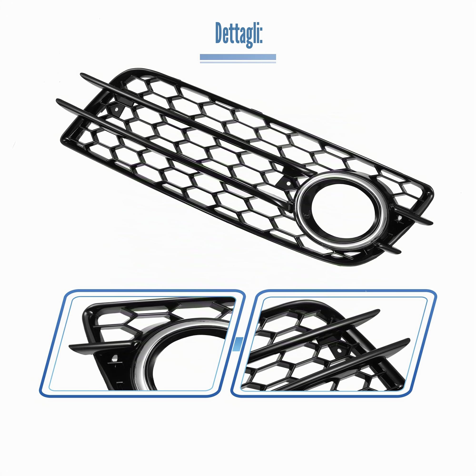 X AUTOHAUX Coppia Auto Anteriore Nebbia Mesh Griglia Copertura per Audi A4 B8 8K0807682C