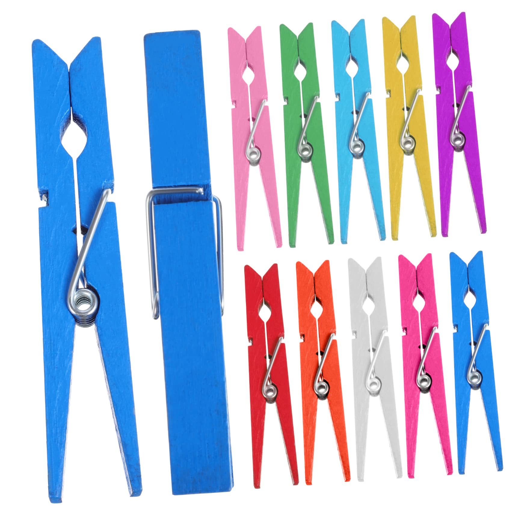 IMIKEYA 100 Pezzi Mollette in Legno Piccole per Abiti e Sciarpe Molla in Filo Metallico, Clip Resistenti e Colorate per Cucina e Bagno