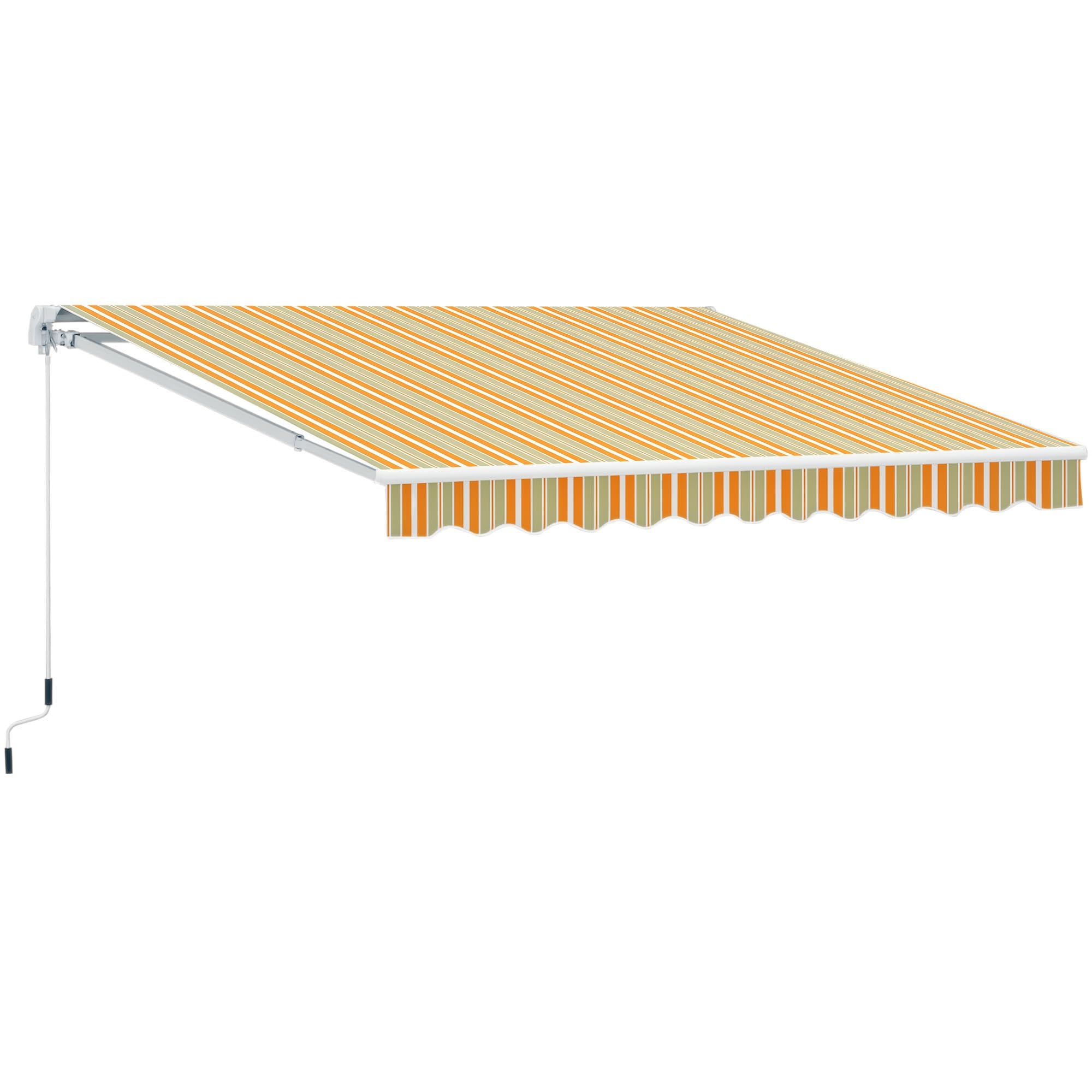 Outsunny Toldo Manual Retráctil 300x250 cm, Toldo Exterior Terraza con Ángulo Ajustable, Brazo Articulado, Montaje a Pared, Estructura de Aluminio, Anti-​UV e Impermeable, para Jardín Amarillo y Blanco