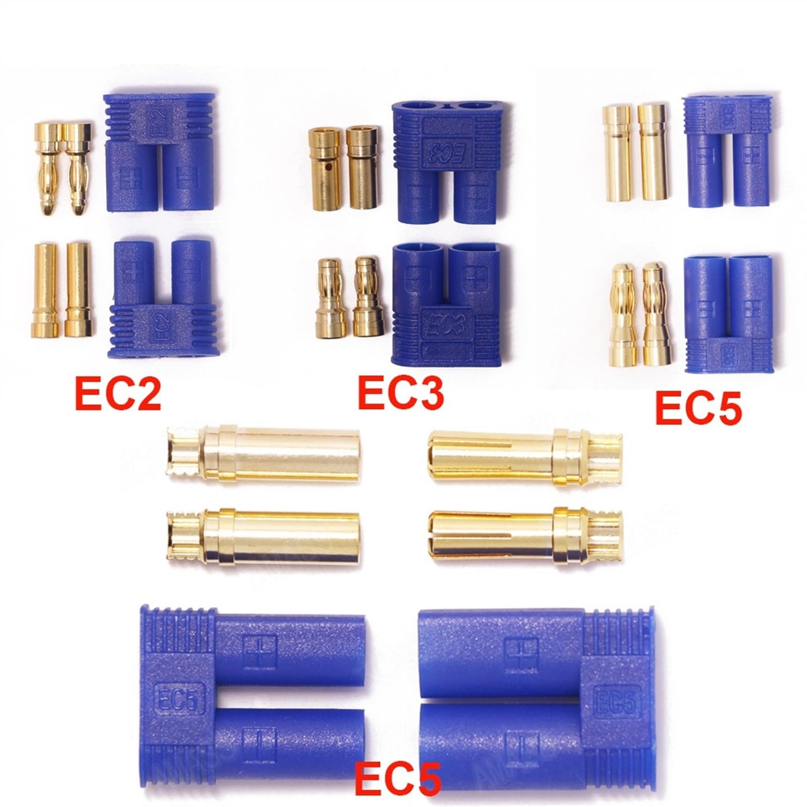 Connecteur de Balle EC2 EC3 EC5 mâle Femelle, 100 Paires, Prise à tête Banane 2.0MM 3.5MM 5.0MM(EC5)