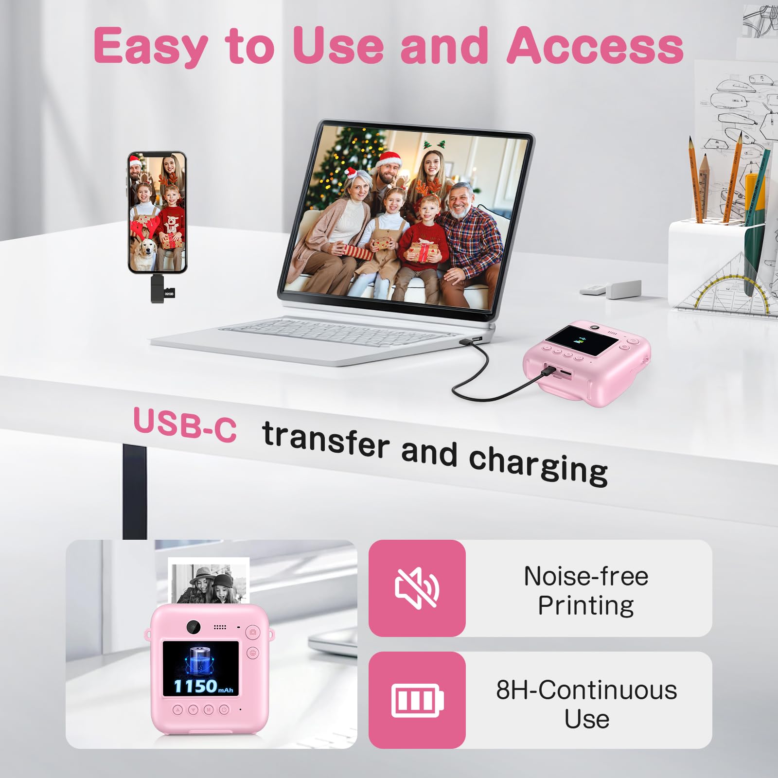 Appareil Photo Instantané Enfant HNCY – 48MP, Vidéo 1080p, écran 2.4
