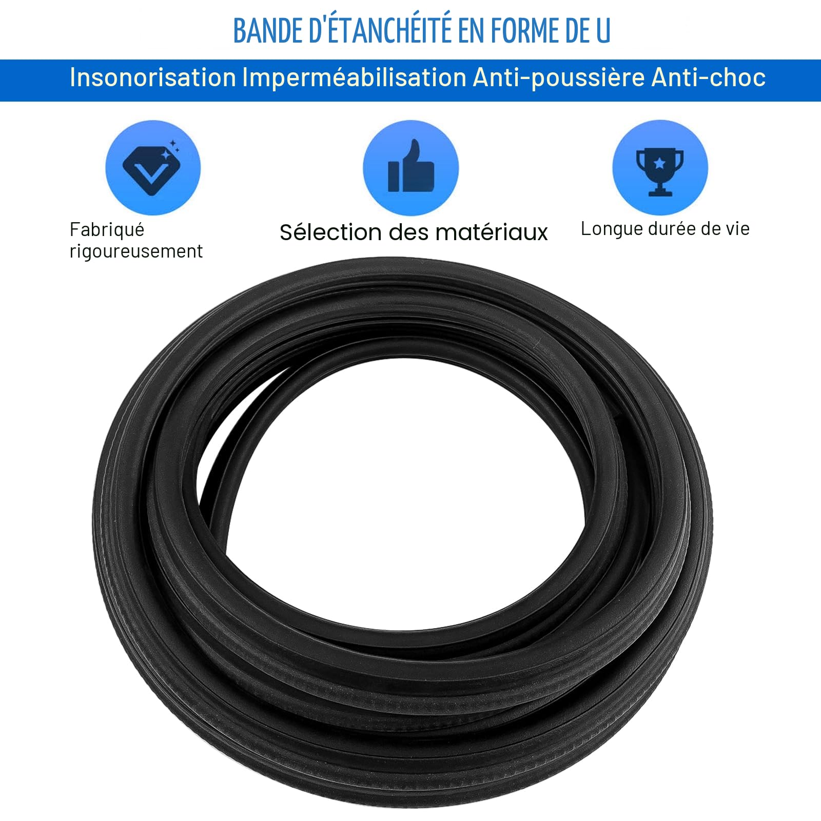 Joint en caoutchouc 6 m - Protection des bords - Pour porte de véhicule, camping-car, bateau