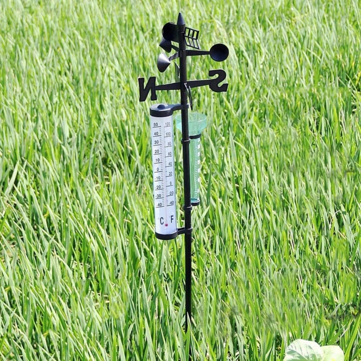 YARNOW Juego de 2 Medidores Meteorológicos para Jardín Pluviómetro Exterior y Termómetro Exterior de Plástico para Decoración y Medición en Exteriores