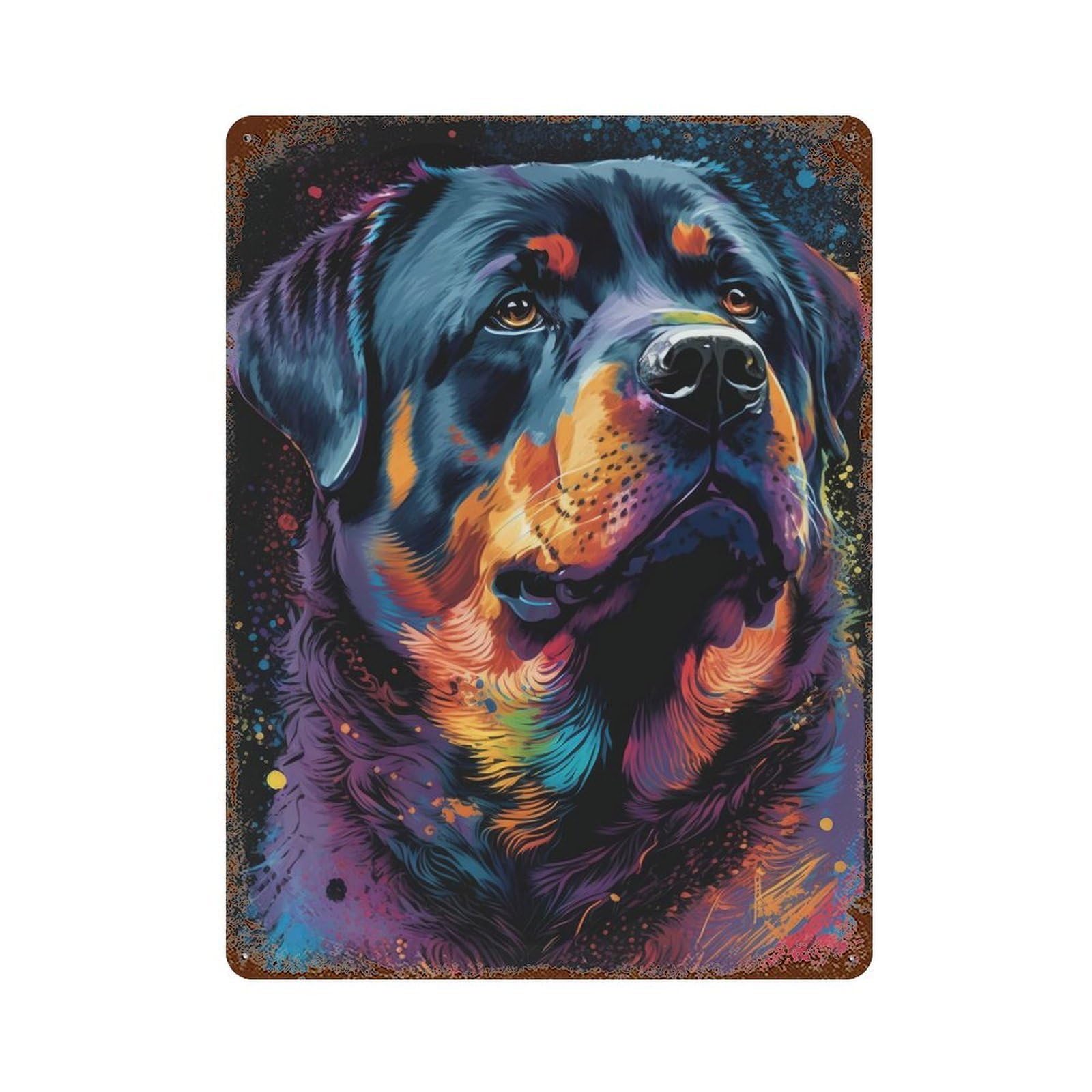 Rust Effect Rottweiler Style 3 Rusty Metal Tin Sign 15.7"x11.8", Rustic Home Decor for Bistro, Counter And Cafe Decor