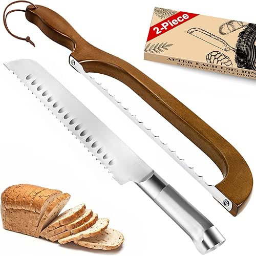 2 Pack Sourdough Bread Knife for Homemade Bread, Serrated Bread