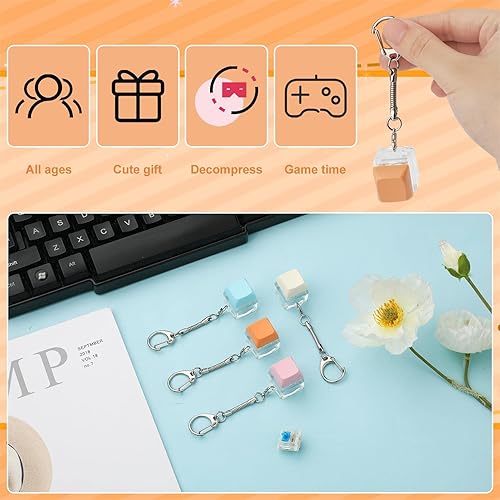 Miniatura 4 de 4 llaveros con teclado para la ansiedad, mosquetón extraíble, llavero, clip, llavero, clicker, llavero, botones para la ansiedad, juguete de