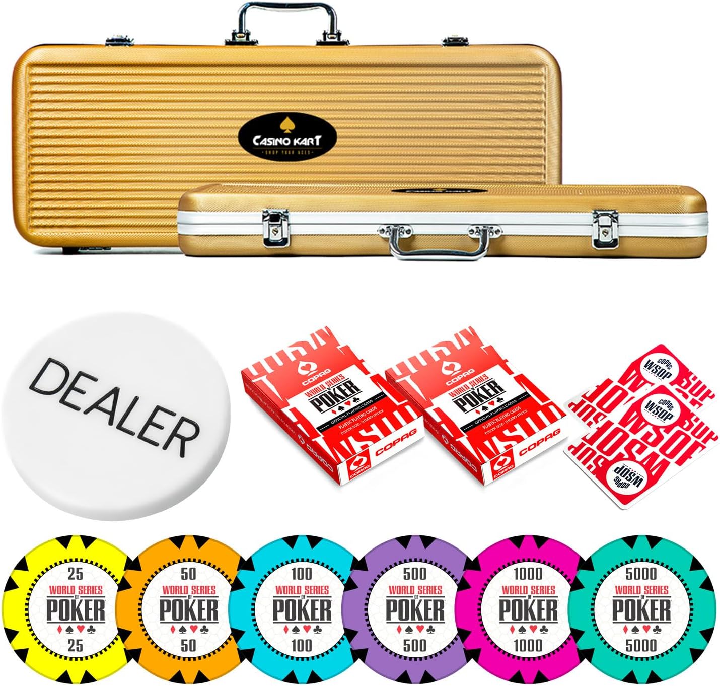 CASINO KART WSOP Poker Chipset Set of 300 & 500 Pieces Chips Comes with 40 MM, 14gms, for All Games Poker Teen 3 Patti Roulette Flush Blackjack Rummy (500)