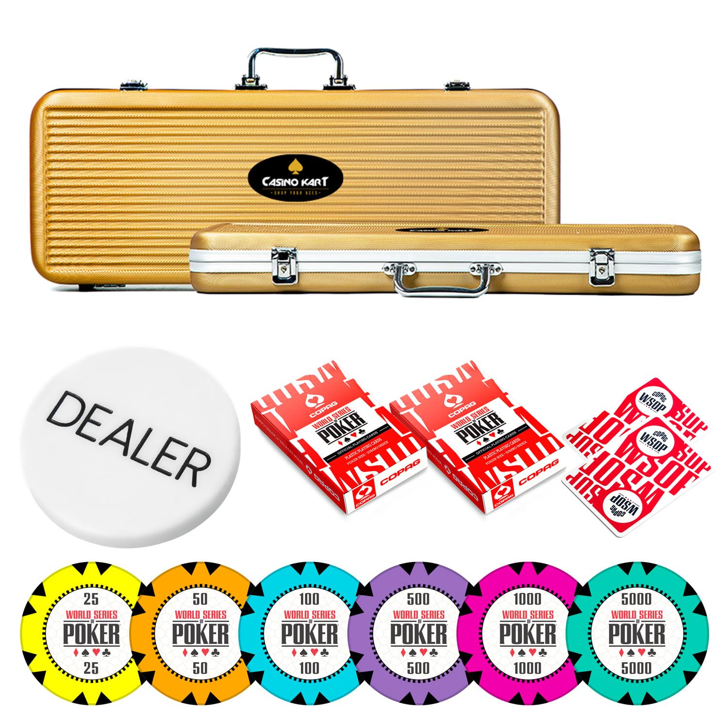 CASINO KART WSOP Poker Chipset Set of 300 & 500 Pieces Chips Comes with 40 MM, 14gms, for All Games Poker Teen 3 Patti Roulette Flush Blackjack Rummy (500)