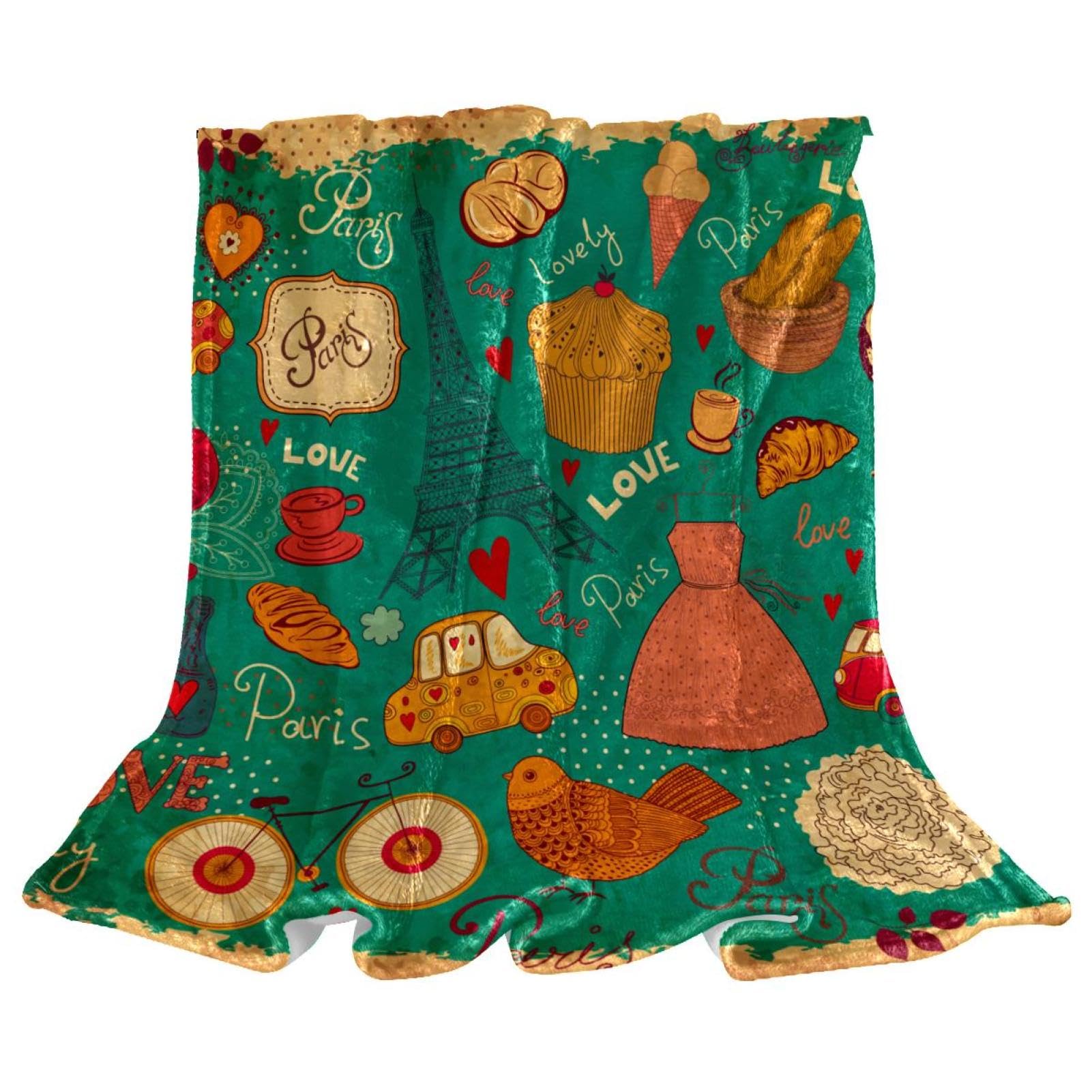 Couverture polaire gâteau tour rétro 150x130cm plaid chaud pour lit