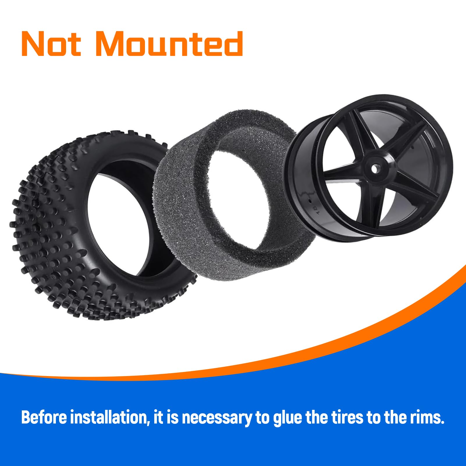 GoHobby 12mm Hex 1/10 Buggy Wheels and Tires for Traxxas Bandit Wltoys 144001 2s 3s Brushless