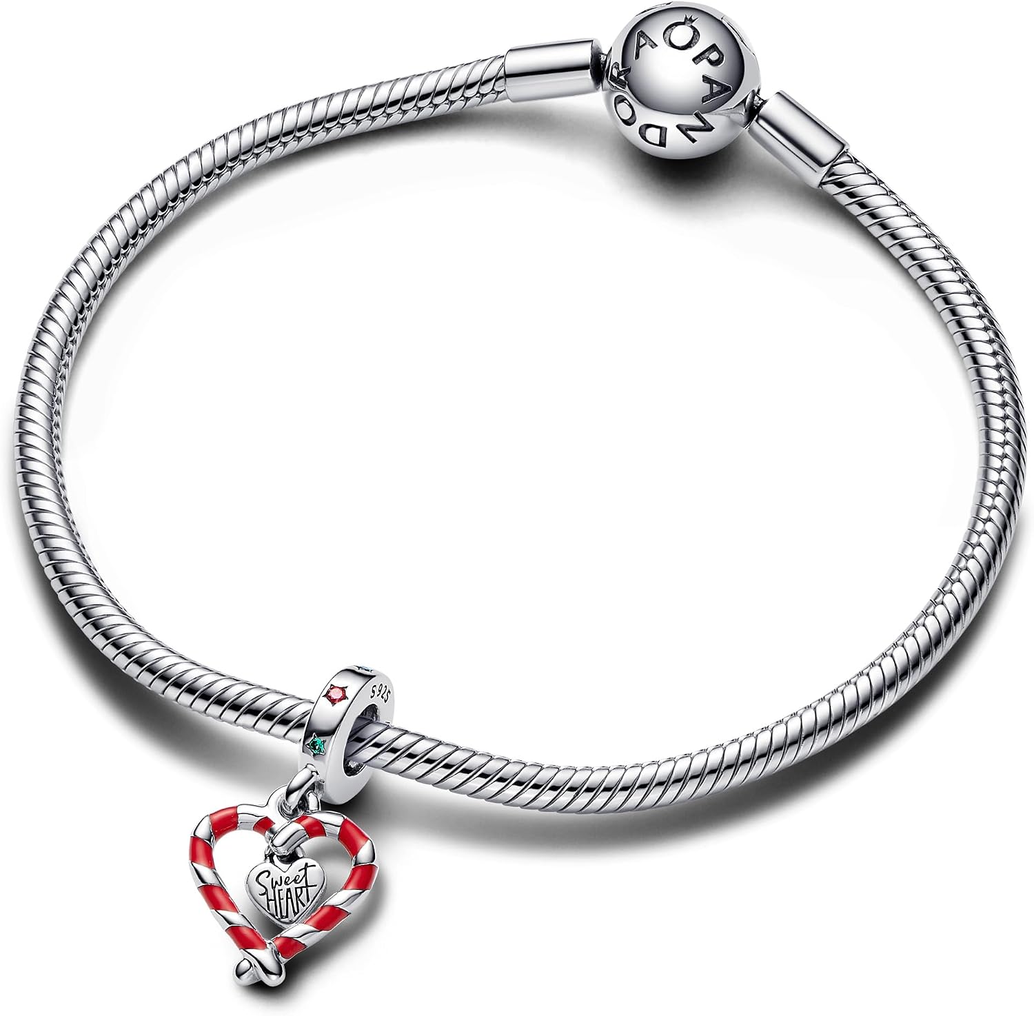 Pandora Double Candy Cane Heart Christmas Dangle Charm 792822C01
