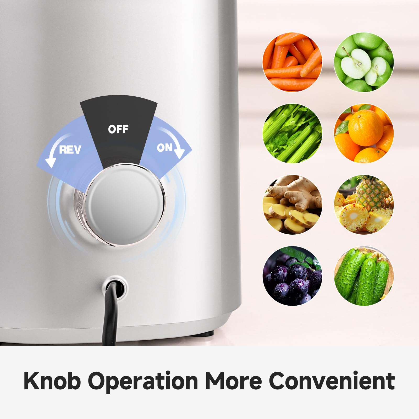 AMZCHEF 250W Automatischer All-In-One Entsafter, 145MM Öffnung und 1,8L entsafter für Gemüse und Obst, Kaltpresse Slow Juicer Testsieger mit Dreifachem Filter - Silber