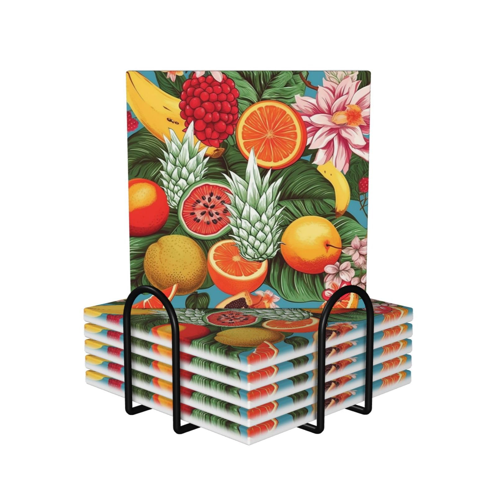 Dessous de verre carrés fruits tropicaux pour vos apéritifs en terrasse