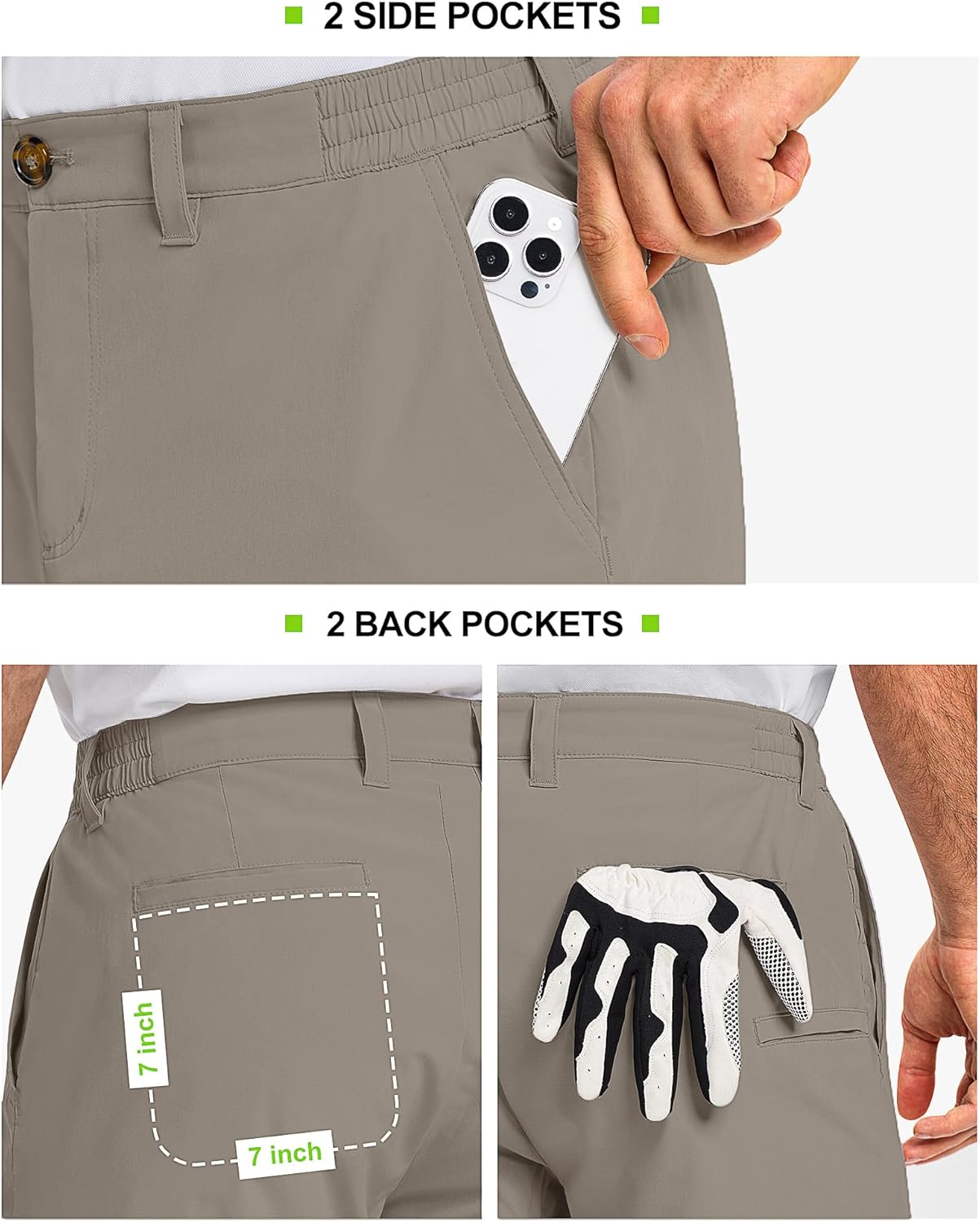 33,000ft Men's Golf Shorts 9" Dry Fit Stretch Golf Short UPF 50+ Lightweight Flat Front Golf Shorts with Pockets