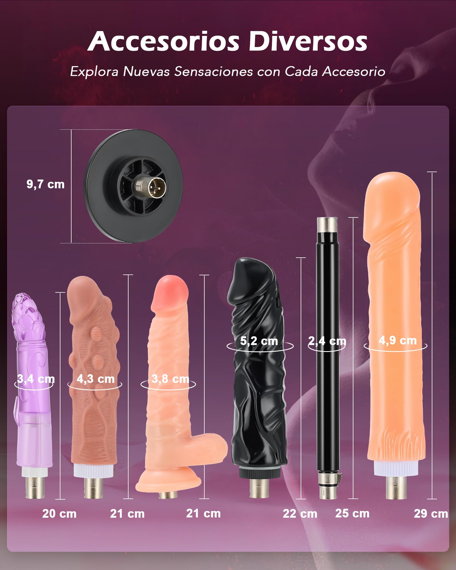 SENSUA Máquina Sexual Automática con 5 Consoladores, Barra de Extensión y Accesorio de Ventosa, para Mujeres, Hombres y Parejas, Sex Machine Ajustables para Masaje Vaginal, Anal y Masturbación