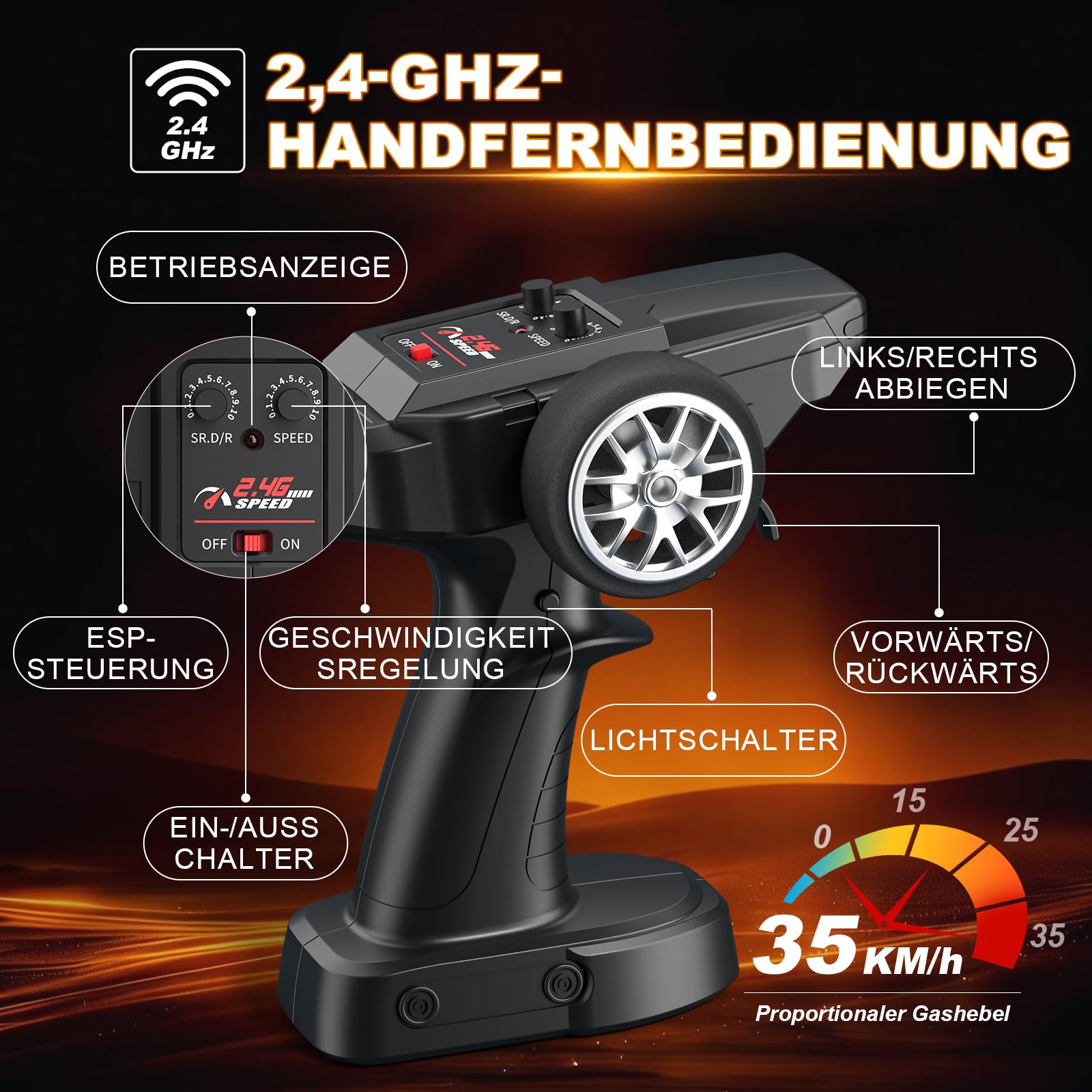 Lamborghini Ferngesteuertes Auto ab 6-12 Jahre, 1:18 RC Drift Auto 35KM/H | 4WD Vollproportionale Drosselklappe, Einstellbare Geschwindigkeit und Lenkwinkel, Spielzeug Geschenke Jungen 6 7 8 9 10 11 12