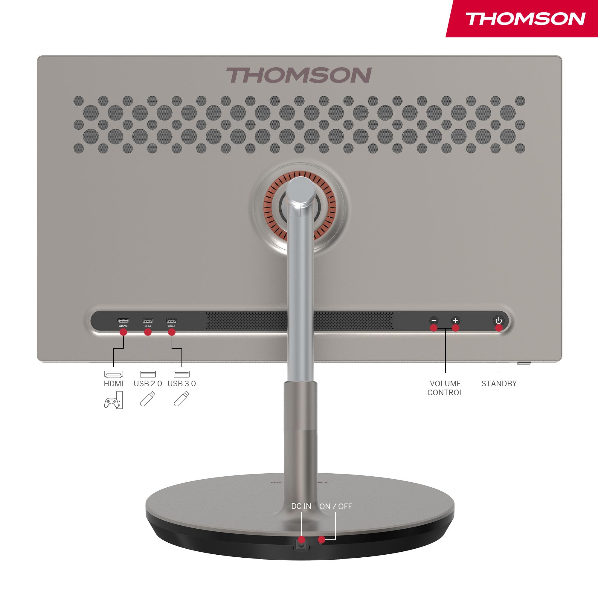 THOMSON Go Plus 32 Pouces (81 cm) Android Portable 4K UHD écran Tactile Wi-Fi 6 Bluetooth 5.1 Batterie 4h
