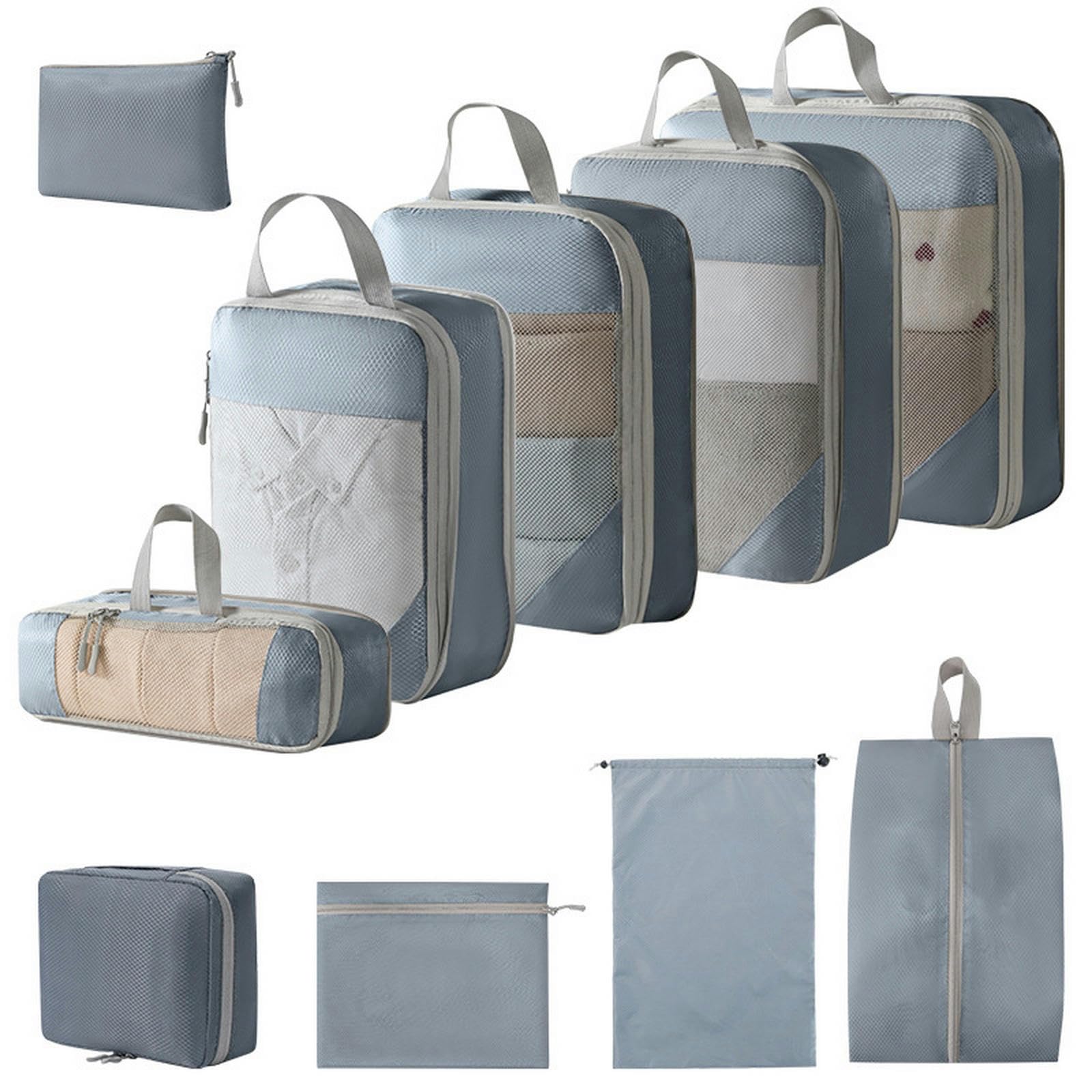 Cubi da imballaggio 5 6 Pezzi Organizzatore di Bagagli Portatili da Viaggio Borse portaoggetti per imballaggio a Compressione Borse per Scarpe con Borsa Pieghevole Leggera in Rete-6