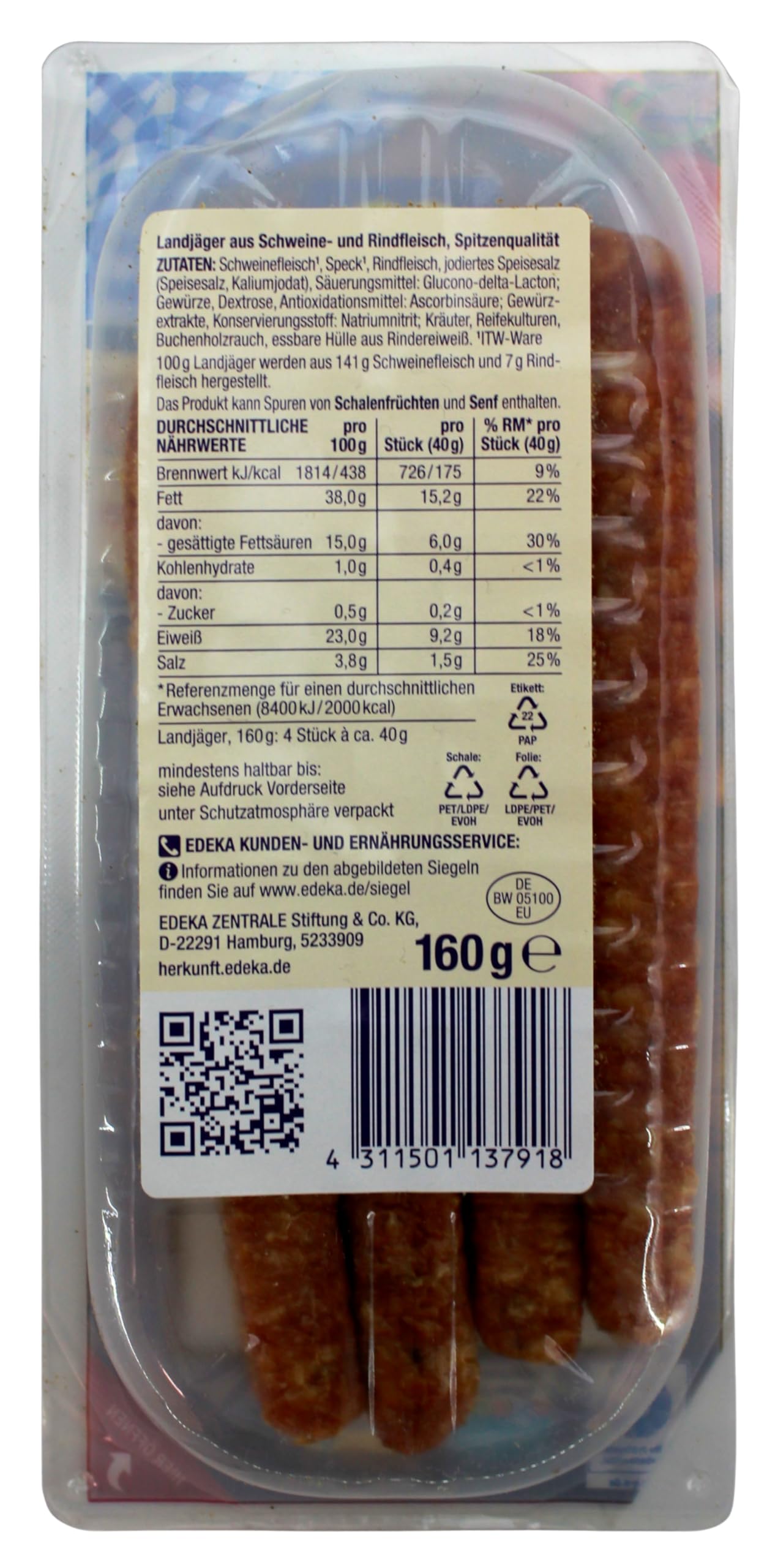 Herzstücke Landjäger Salami, 7er Pack (7 x 160g)