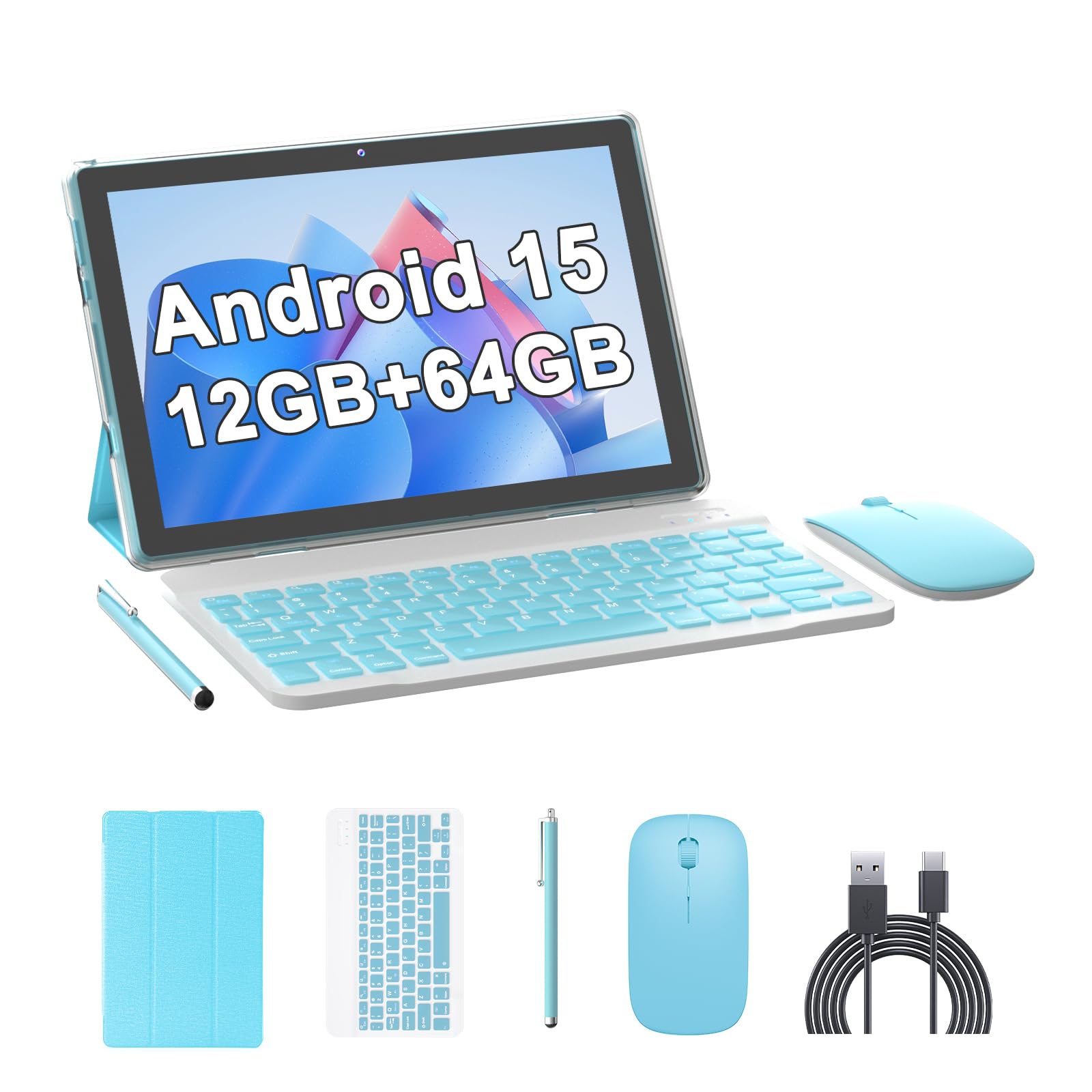 10 inch tablet android tablets 64gb 12gb ram 10" android tablet support 1tb expansion dual camera 6000mah long lasting battery wifi 6 tableta 2 in 1 tablets with bluetooth mouse case