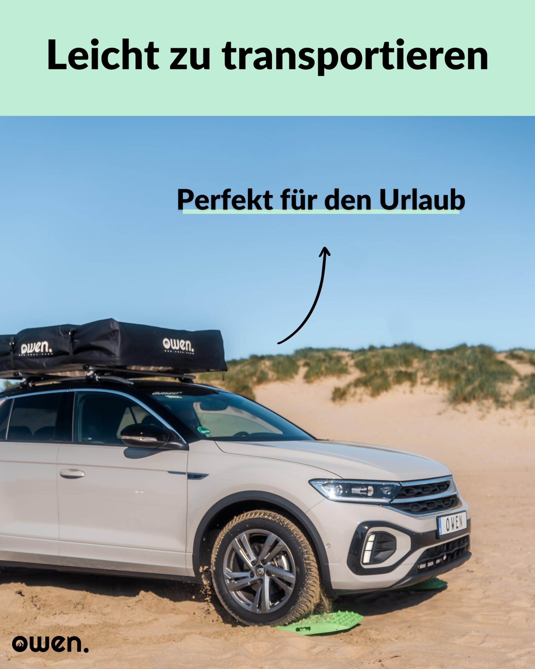 Owen Traktionshilfe Grün | Anfahrhilfe für Auto, Offroad, Schnee & Schlamm | Robuste, UV-beständige Kunststoffkonstruktion | Kompakt & Leicht für Einfachen Transport