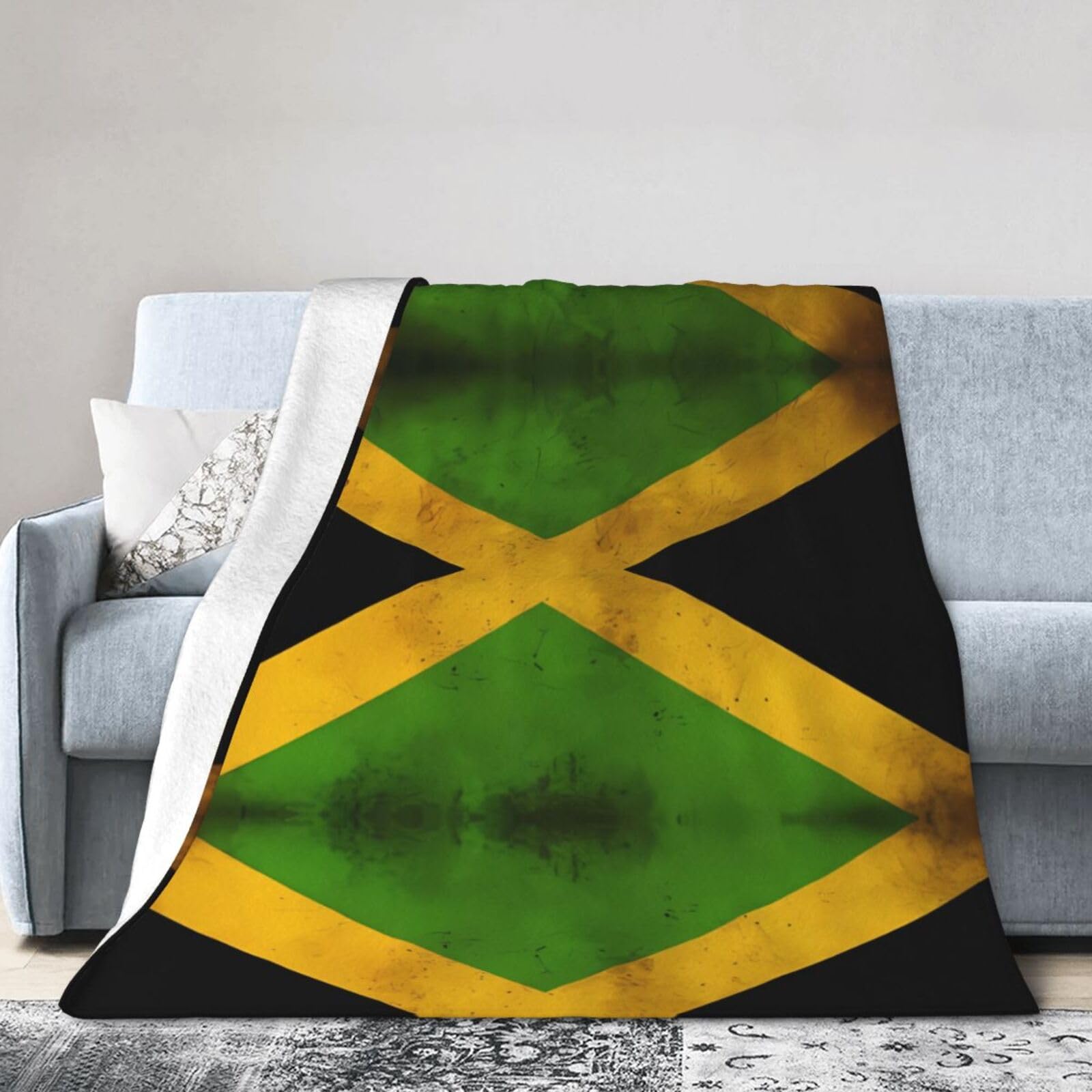 Old Jamaican Flag 50"x40" Fleece Blanket, Full Size, Super Soft, Suitable for Bed, Sofa, Camping, All Seasons
