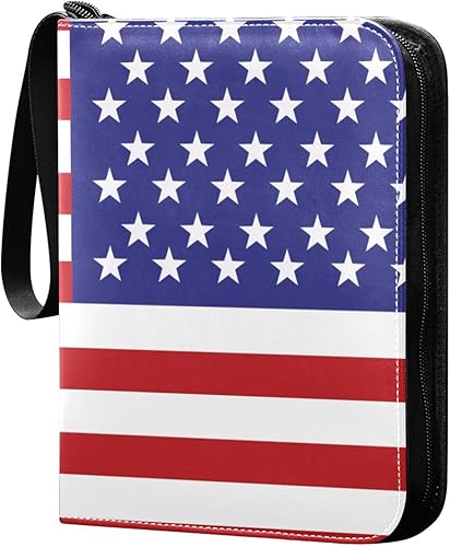 Carpeta de tarjetas coleccionables de Estados Unidos con 4 bolsillos con 50 fundas extraíbles, carpeta de álbumes de tarjetas de 3 anillos con