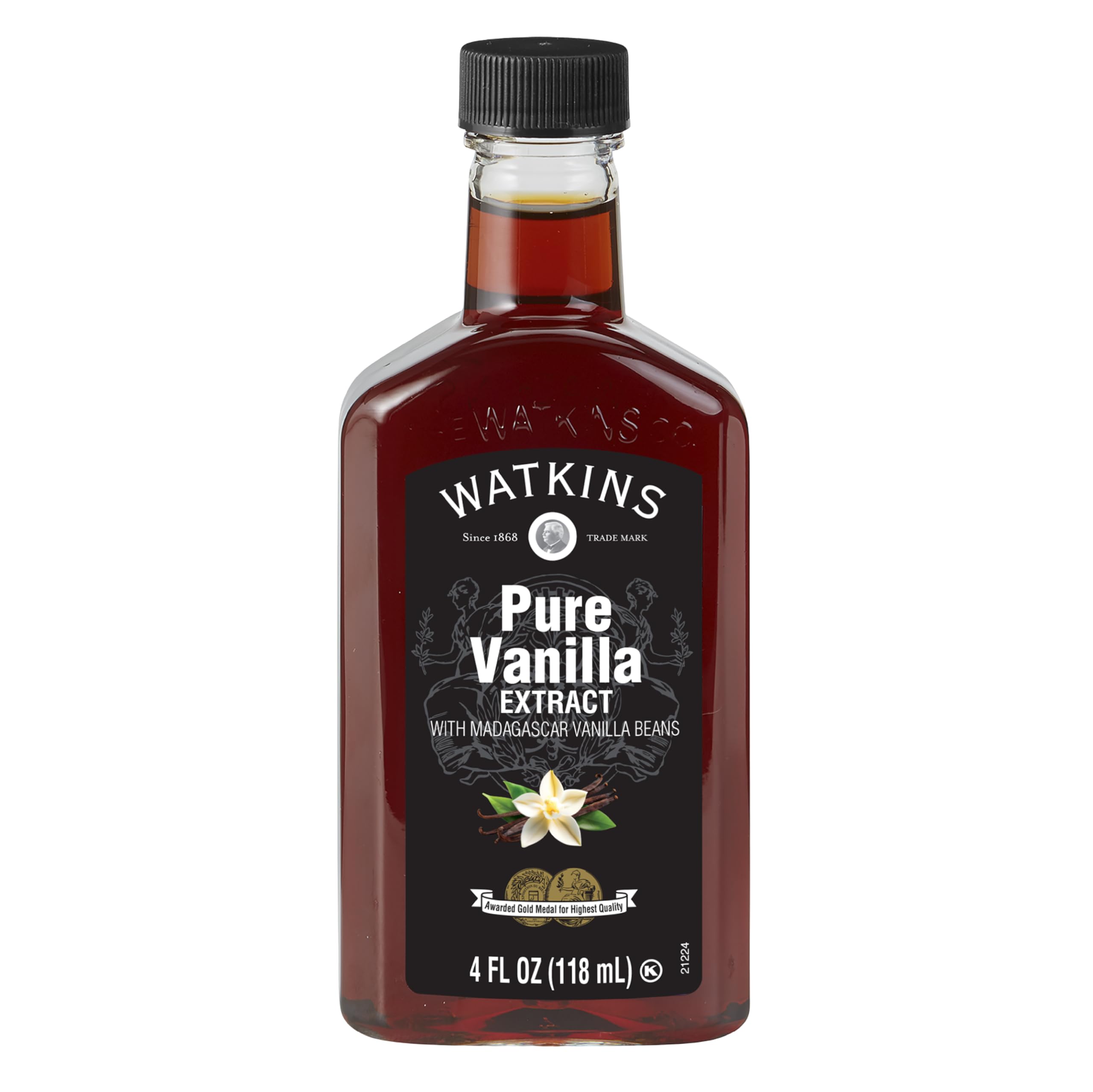 Watkins Pure Vanilla Extract, with Madagascar Vanilla Beans, Non-GMO, Kosher, 4 oz. Bottle, 1-Pack