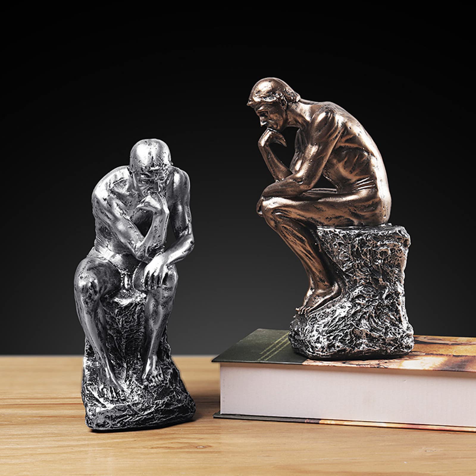 LECMACY Premium Cold Cast Retro Bronze Thinker Statue - 20cm - Rodin's