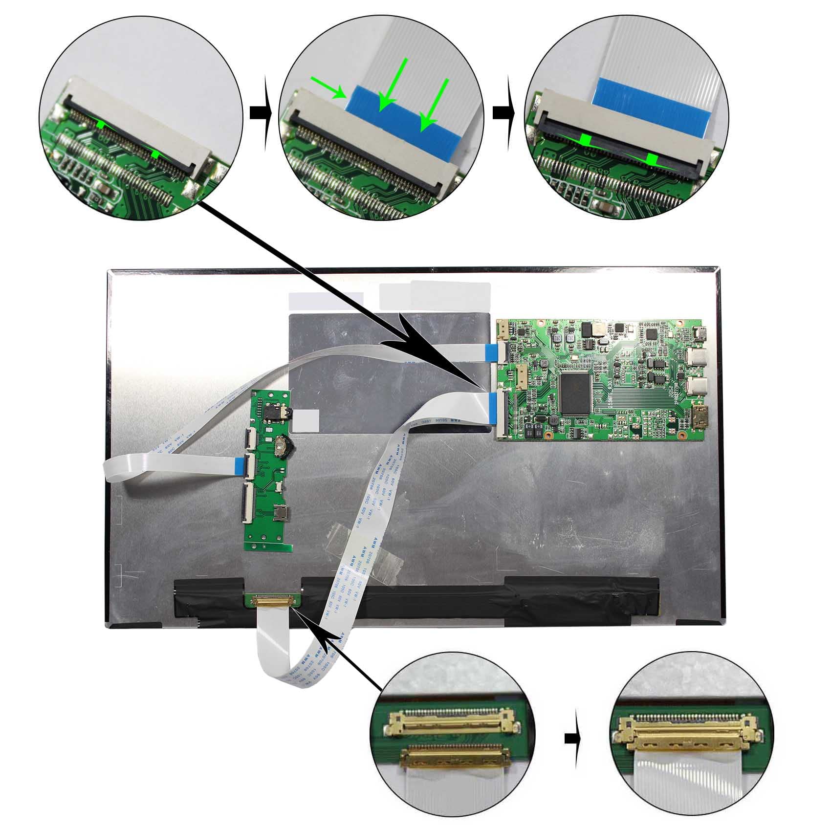 FanyiTek Ty-pe C Controller Board and 13.3 inch VS133GF-B001 1080P 30pin EDP IPS LED LCD Screen