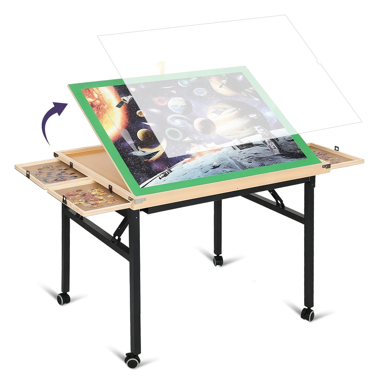 Amazon.com: JoyPcsTable Tilting Puzzle Table with Drawers 1500