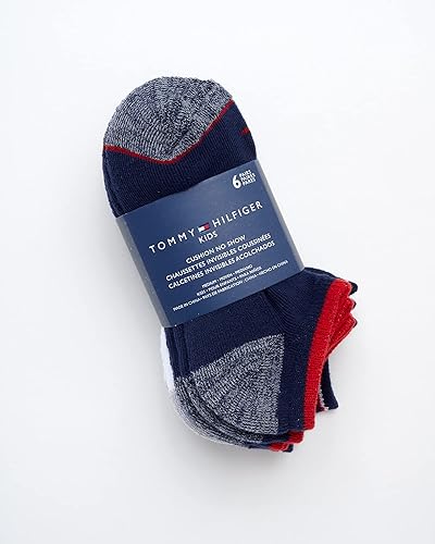 Miniatura 3 de Tommy Hilfiger Calcetines deportivos para niños, paquete de 6 calcetines de tobillo transpirables que no se ven de corte bajo para niños y niñas
