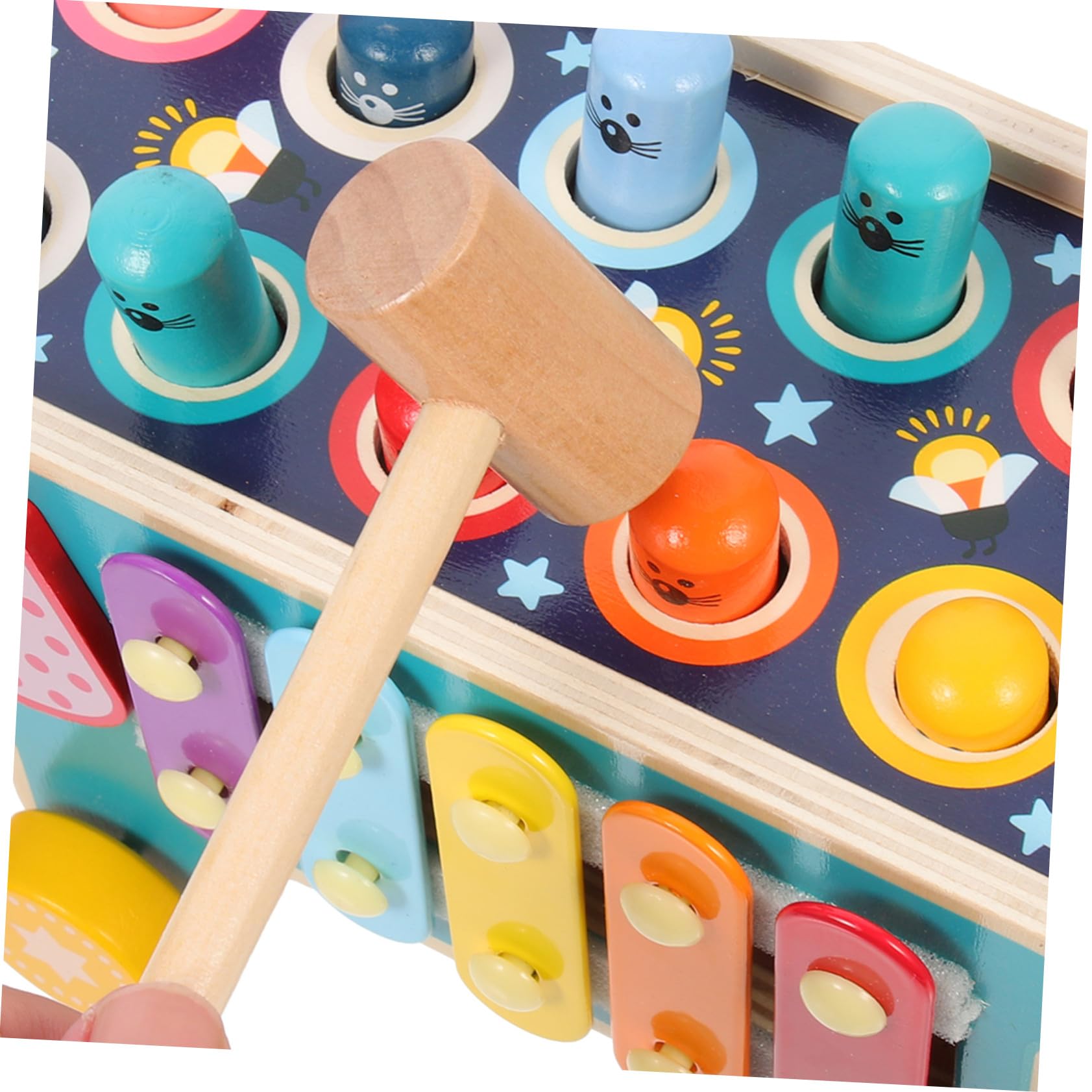 ifundom Giocattolo Musicale Pianoforte Didattico in Legno per Ragazzo Ragazza Ragazza Strumento Percussione Educativo Martello e Xilofono Combinati per Scuola Materna